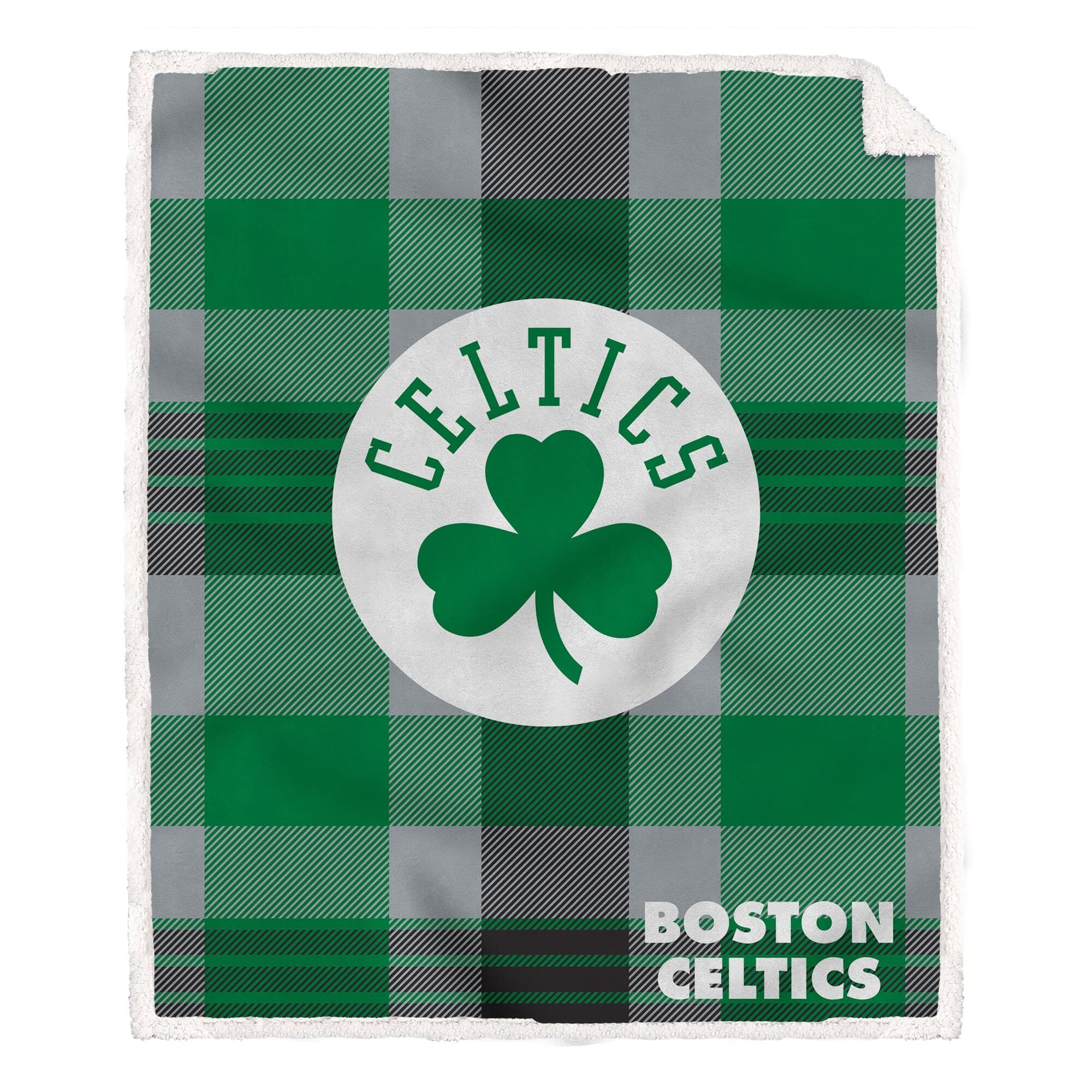 Pegasus - Boston Celtics 60- x 70- Plaid Steel Ultra Cozy Sherpa Blanket - Multicolor