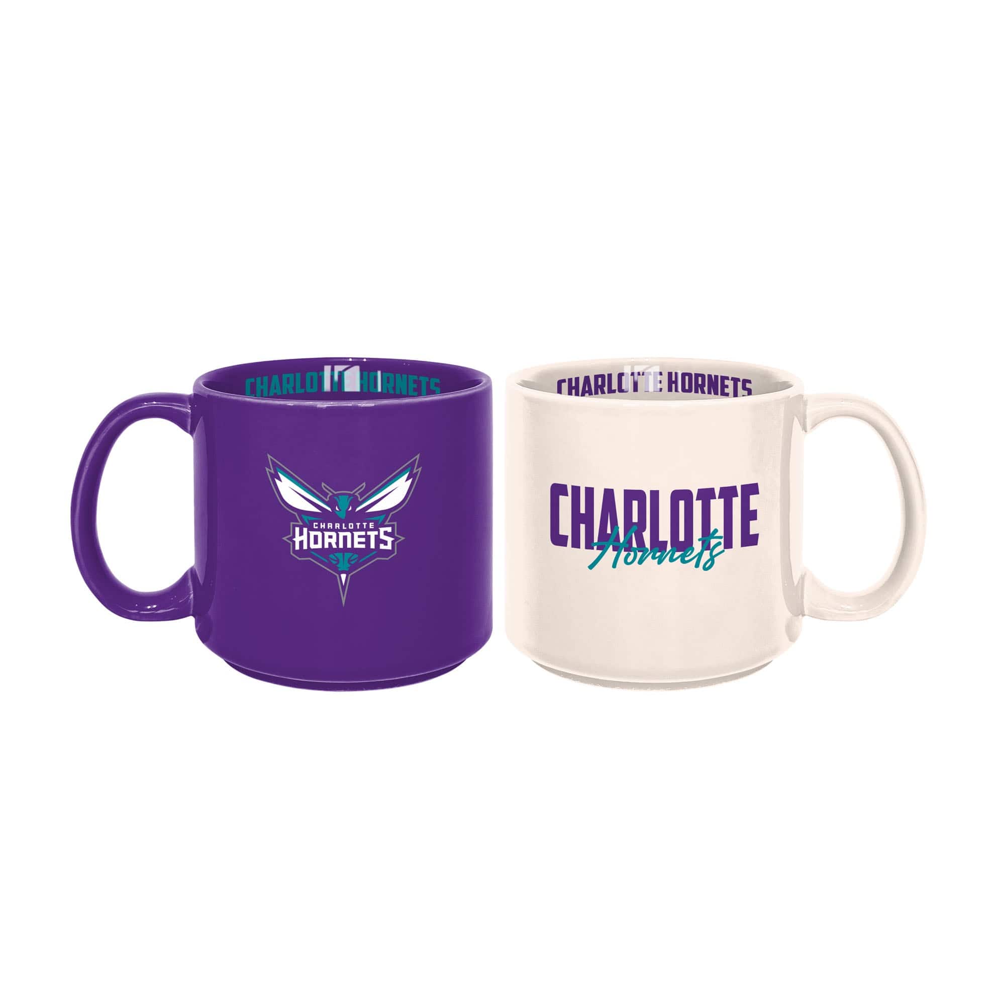 Logo Brands - Charlotte Hornets 2-Pack 15oz. Stackable Mug Set - Multicolor