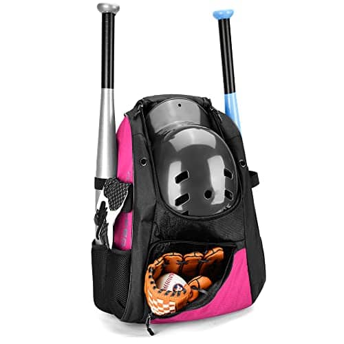 Stamp n Camp - Baseball Backpack Softball Bag For & Breathable T-ball Equipment Gear - Pink