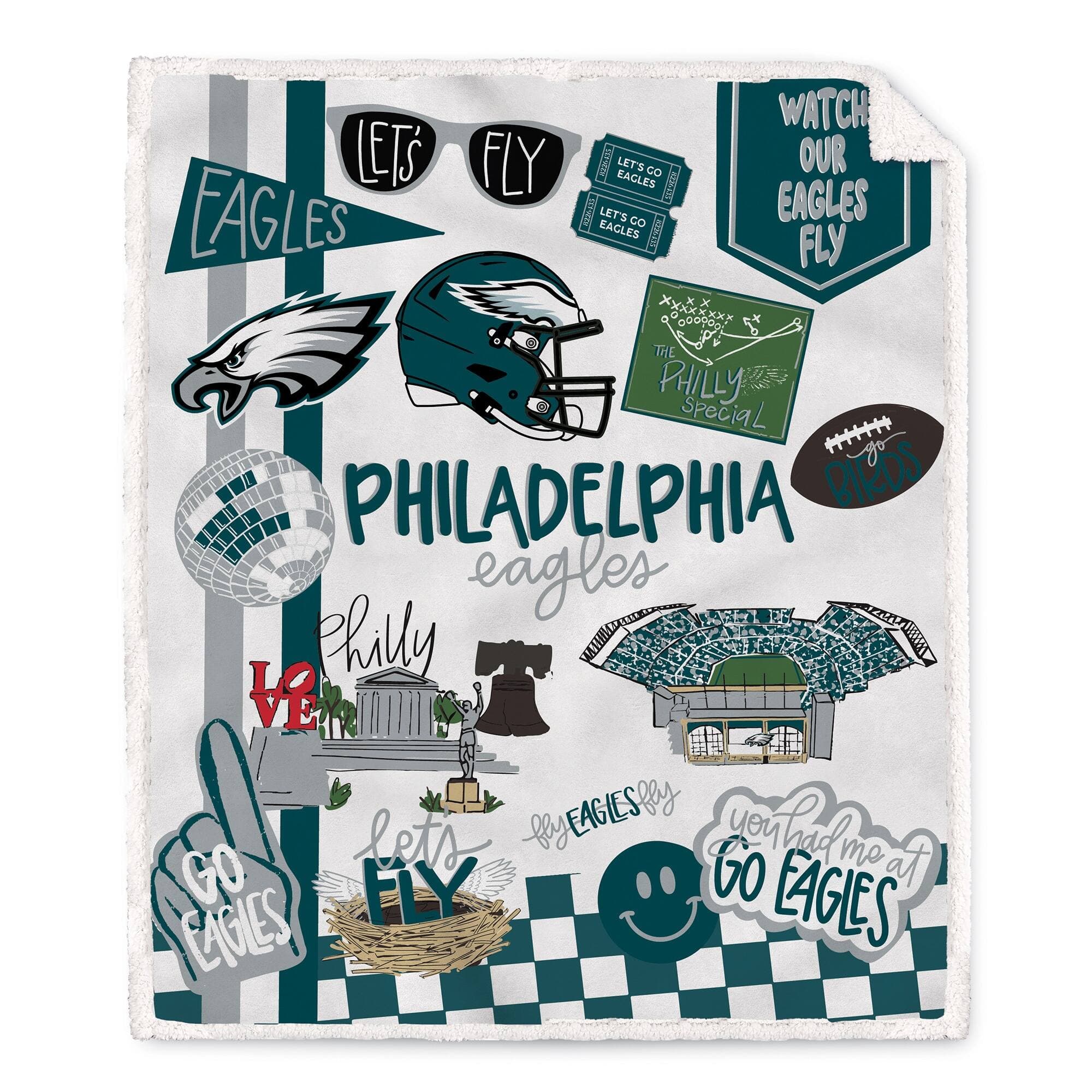 Pegasus - Philadelphia Eagles 60" x 70" Loco Fan Ultra Cozy Sherpa Blanket - Multicolor