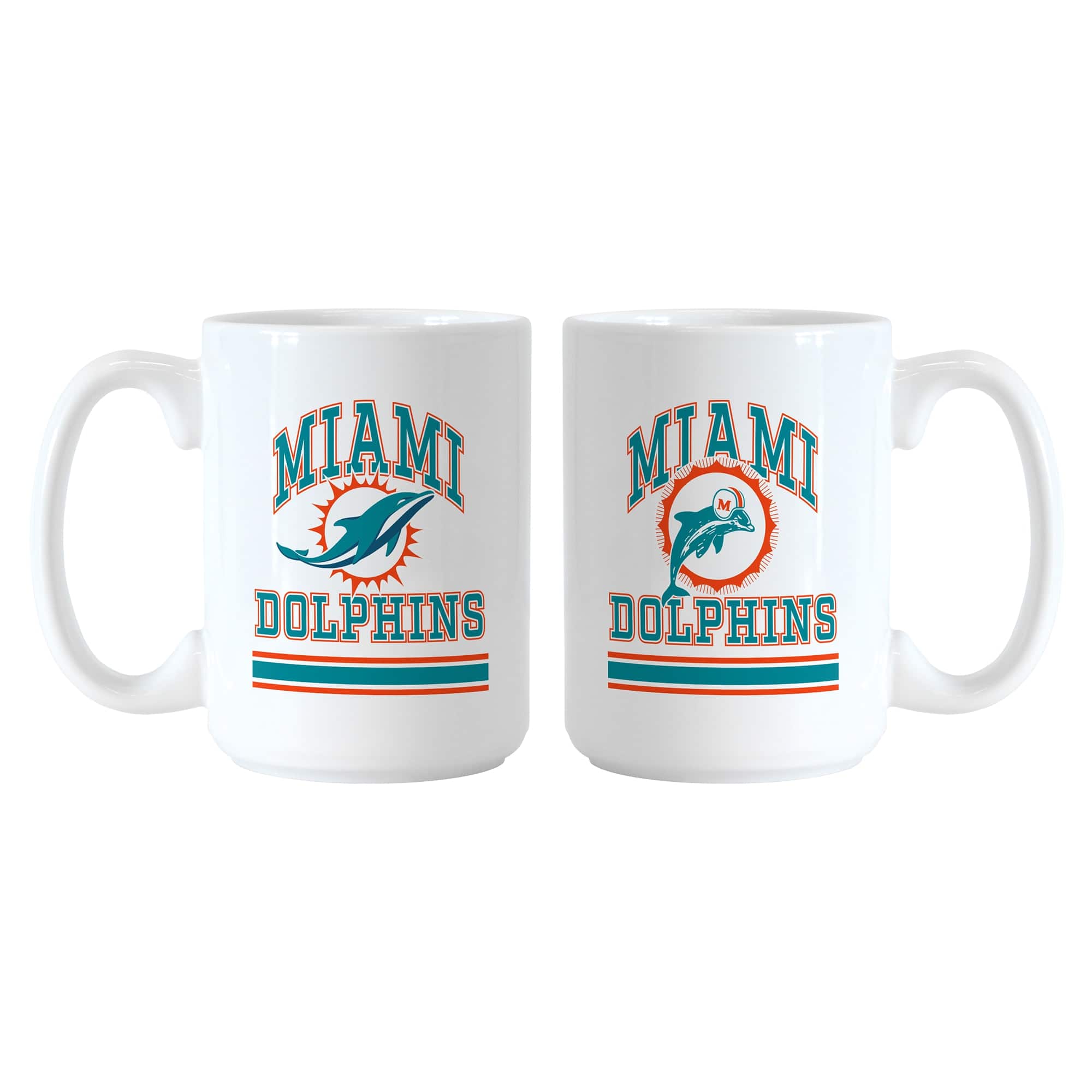 Logo Brands - Miami Dolphins 15oz. Current & Throwback Mug Set - Multicolor