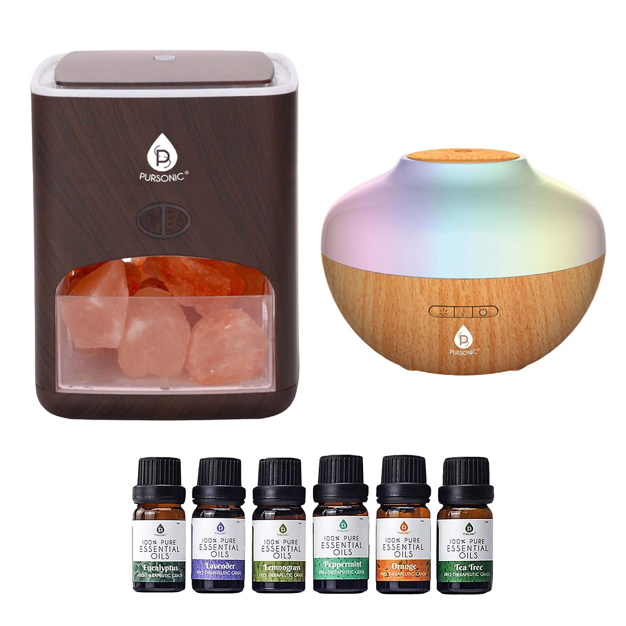 Pursonic - Himalayan Salt Lamp & Aromatherapy Diffuser Wellness Set - Multicolor