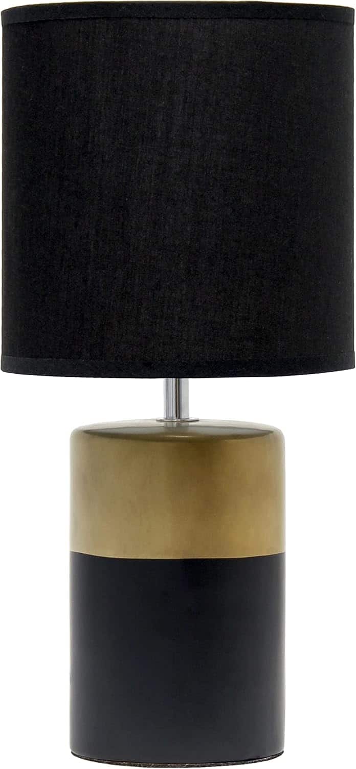 Stamp n Camp - Simple Designs LT1114-OFF Two Toned Split Colors Basics Porcelain Bedside Table Lamp and Off - Black/Gold-9