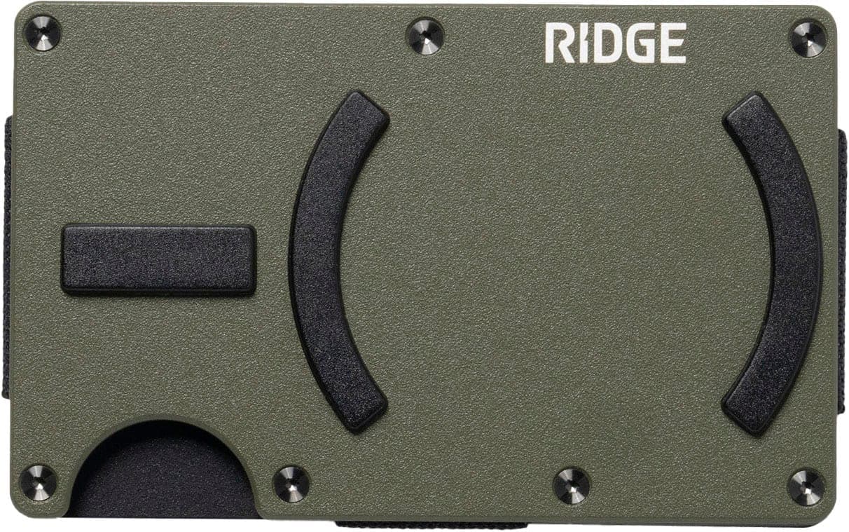 The Ridge Wallet - Matte Olive MagSafe Wallet Cash Strap - Green