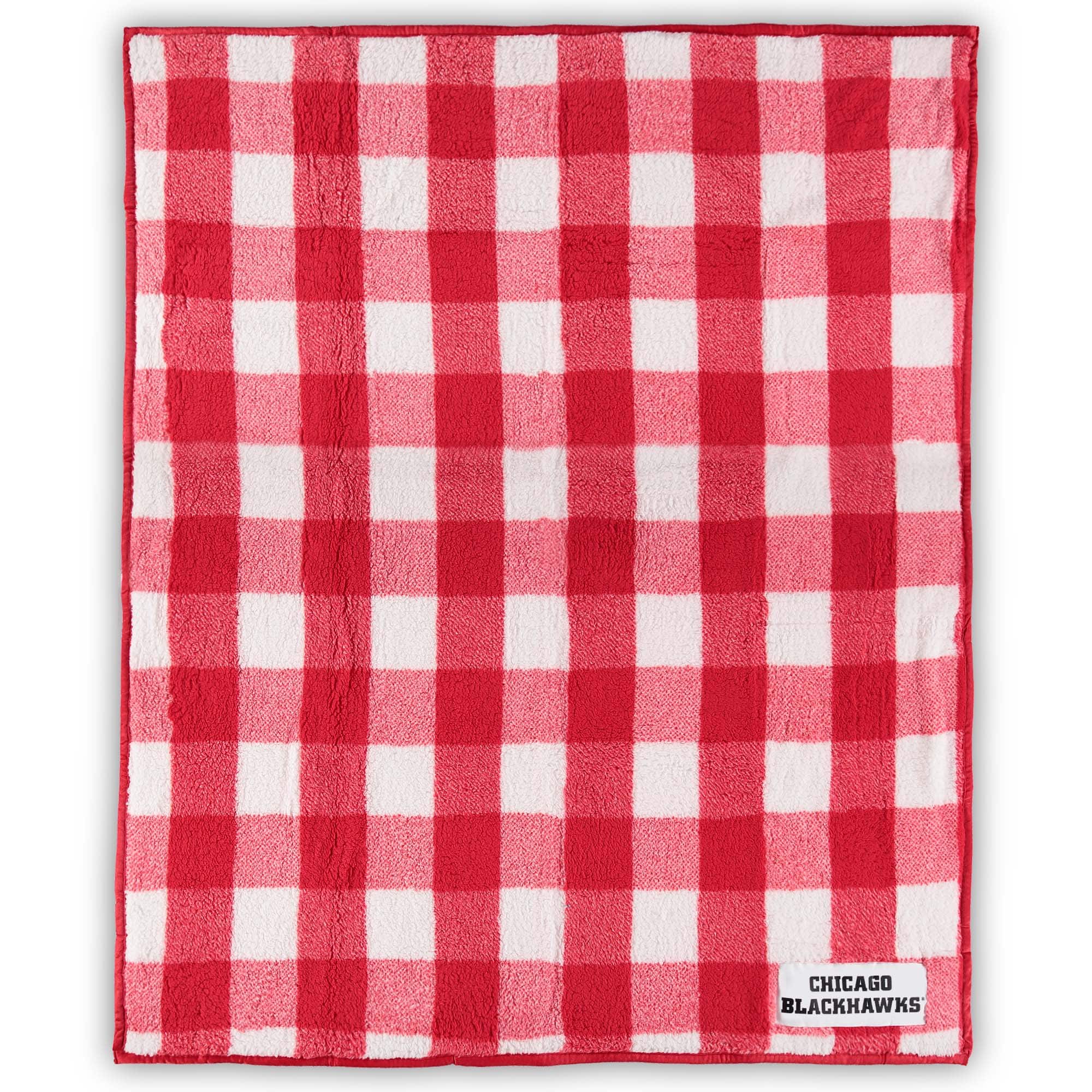 Logo Brands - Chicago Blackhawks 50'' x 60'' Buffalo Check Frosty Fleece Blanket - Multicolor
