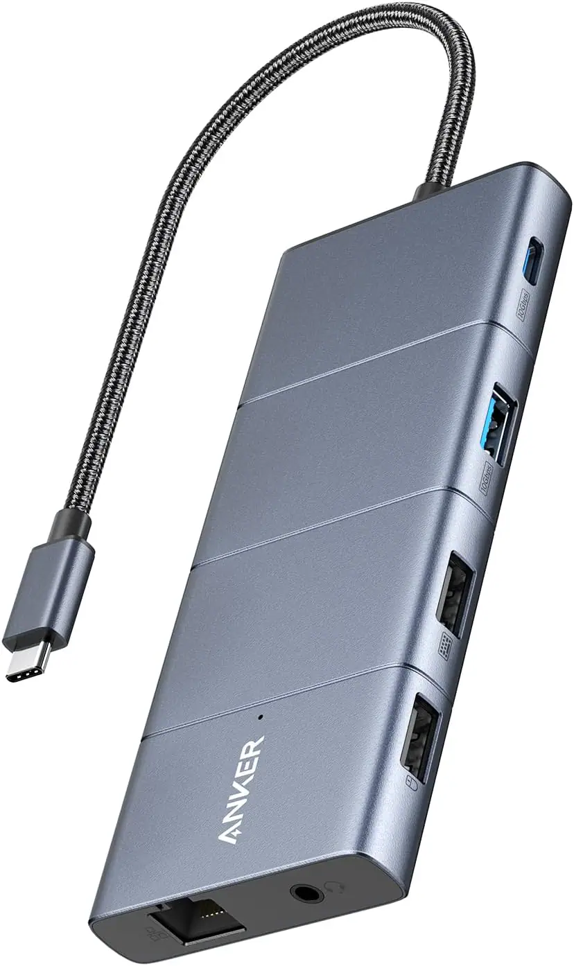 Anker - USB C Hub, 11-in-1 Docking Station Dual Monitor - Gray
