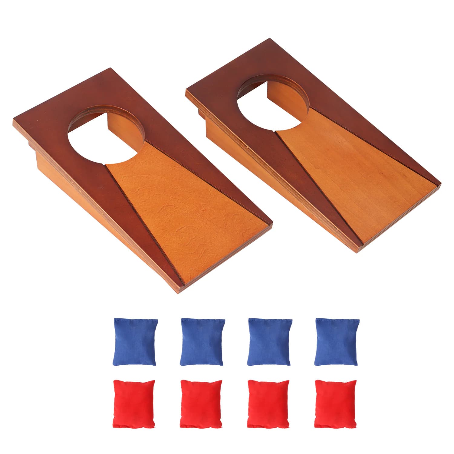GSE Games & Sports Expert - Mini 10"x5" Tabletop Cornhole Toss Game Set with 8 Bean Bags, Wooden Desktop Corn Hole Game Set