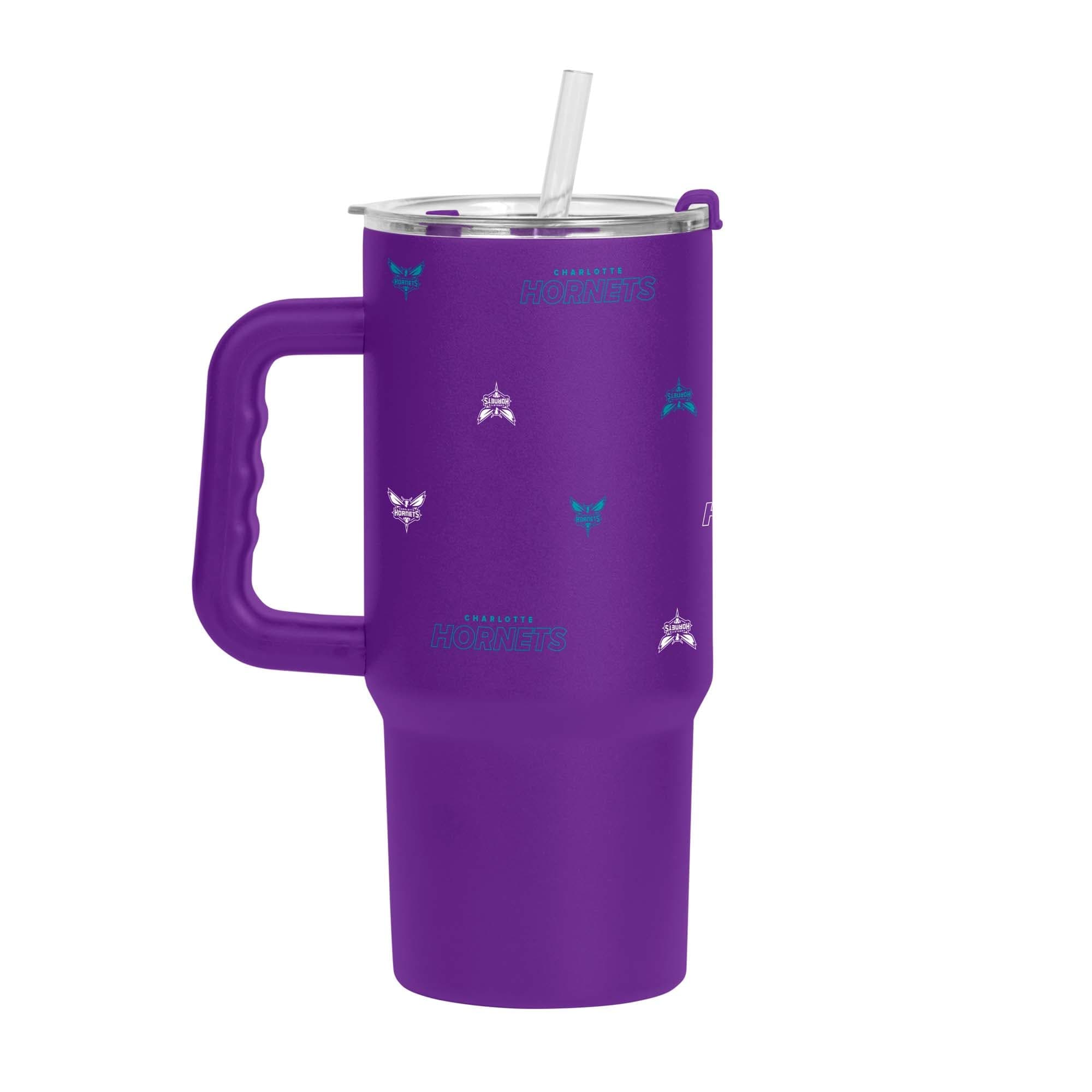 Logo Brands - Charlotte Hornets 24oz. Step and Repeat Powder Coat Tumbler - Purple