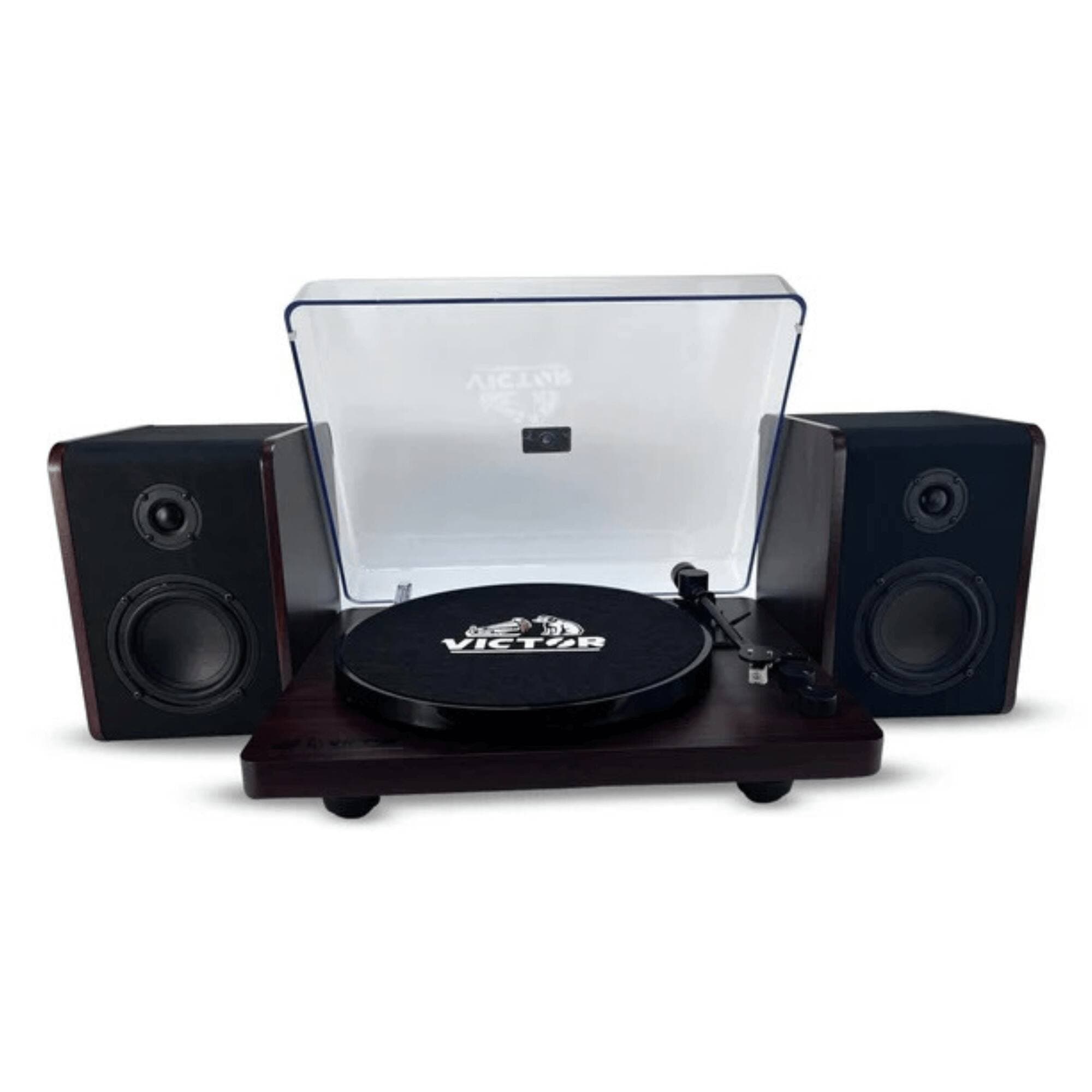 Victor Audio - Lincoln Record Player with Stereo Speakers - Black