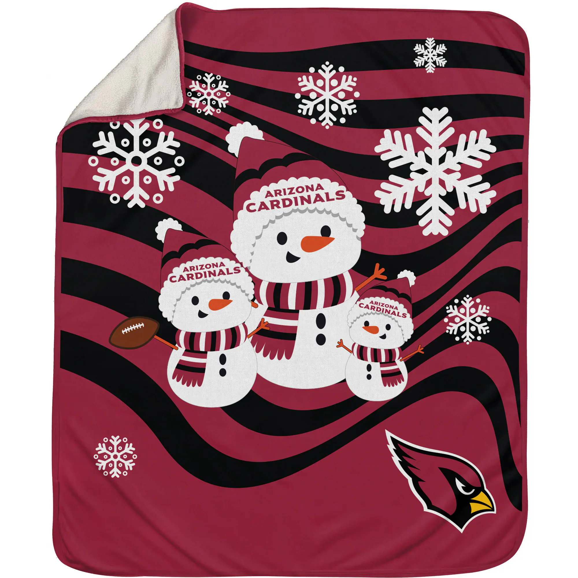 Pegasus - Arizona Cardinals 60'' x 70'' Snowman Sherpa Holiday Throw Blanket - Multicolor