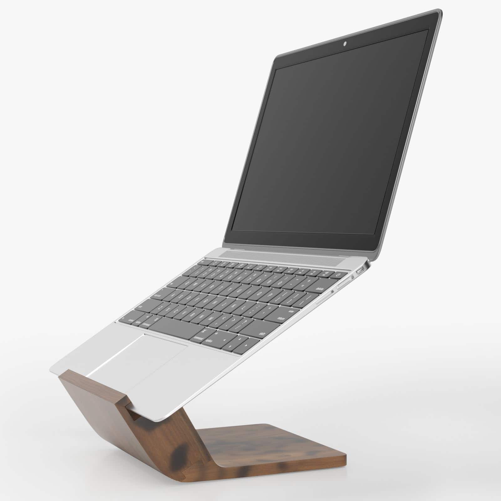 HongFei - Wooden Laptop Stand, Ergonomic Computer Stand for Desk, Portable Laptop Riser, Notebook Stand Holder for Laptops - Walnut