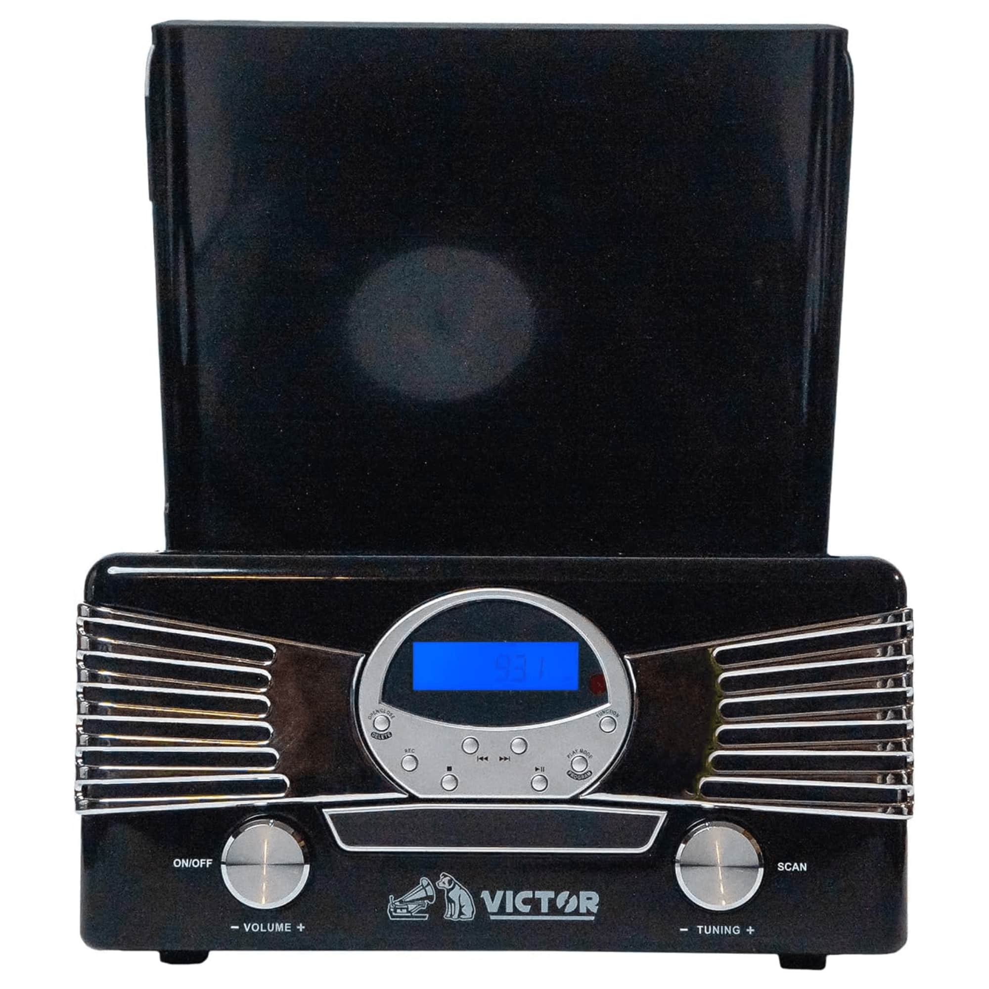 Victor Audio - Diner 7-in-1 Turntable Music Center with CD & MP3 Player and Bluetooth Function - Black