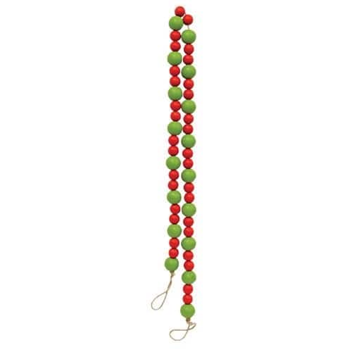 BreeBe - *Red & Green Wooden Bead Garland - Red, Green