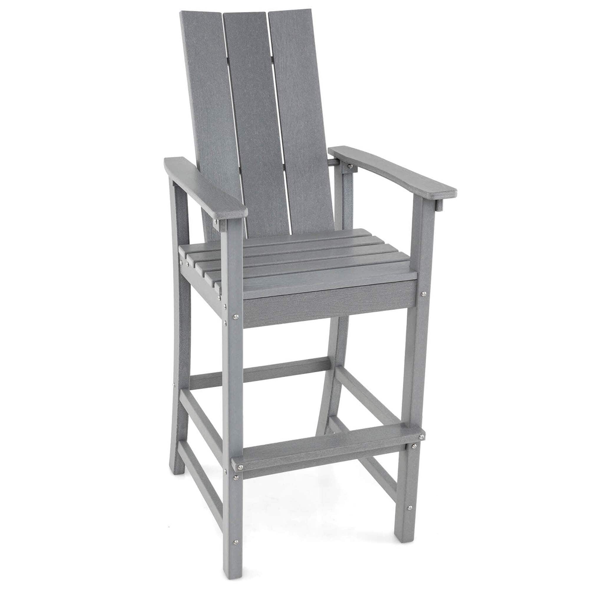 Costway - Tall Adirondack Chair with Ergonomic Backrest Armrests & Footrest for Backyard - Gray