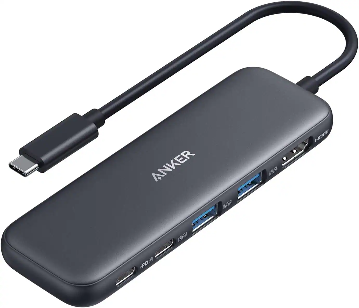 Anker - USB C Hub, 5-in-1 USBC to HDMI Splitter with 4K Display - Black