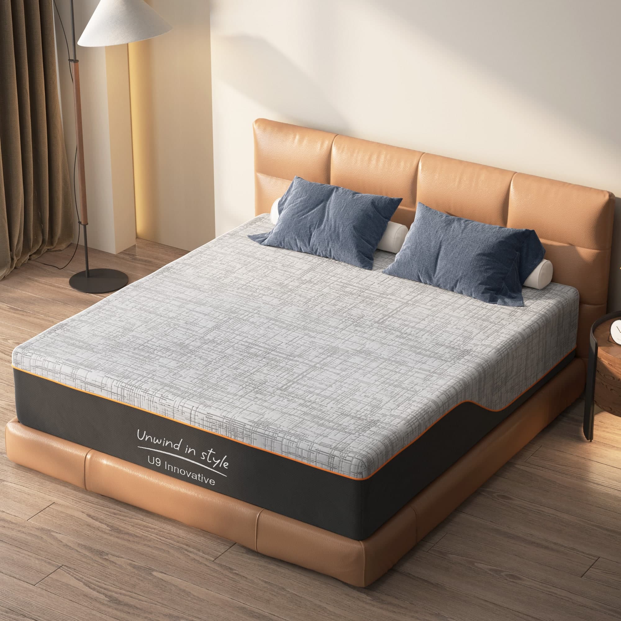 Glintex - 12-Inch Queen Gel Memory Foam Mattress, Medium Firm, CertiPUR-US Certified, Pressure Relief, Washable Cover - Gray