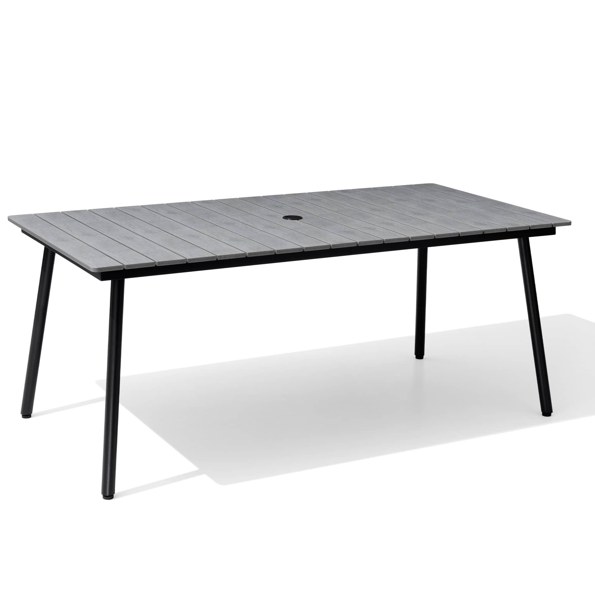 Crestlive Products - Outdoor Patio Dining Table with Wood-Like Top and Aluminum Frame - Gray
