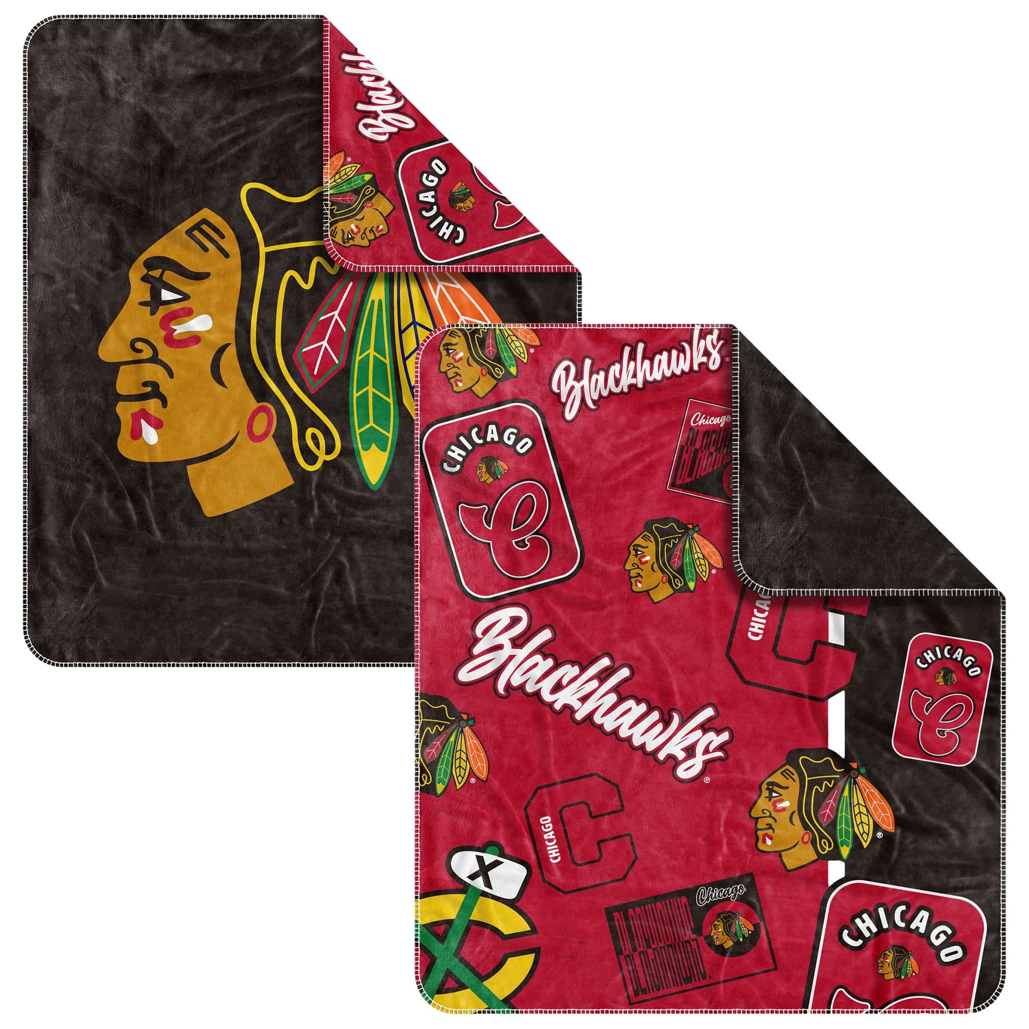 Logo Brands - Chicago Blackhawks 50" x 60" Dream Weave Throw Blanket - Red