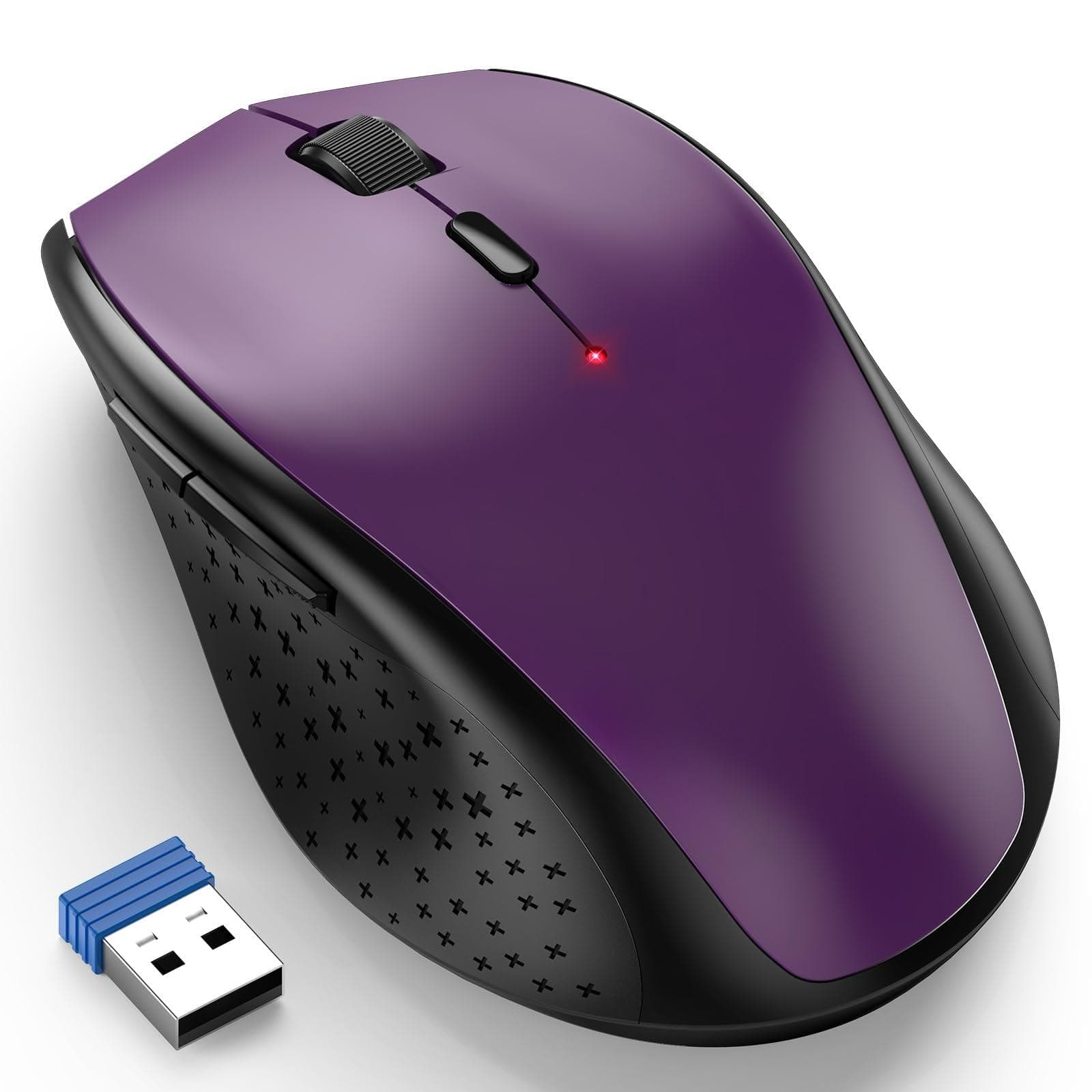 Cozy Serene - Wireless Mouse Silent USB 2.4g Computer With 6-level Adjustable 4800 Dpi Quiet Click,30 - Wireless - Purple