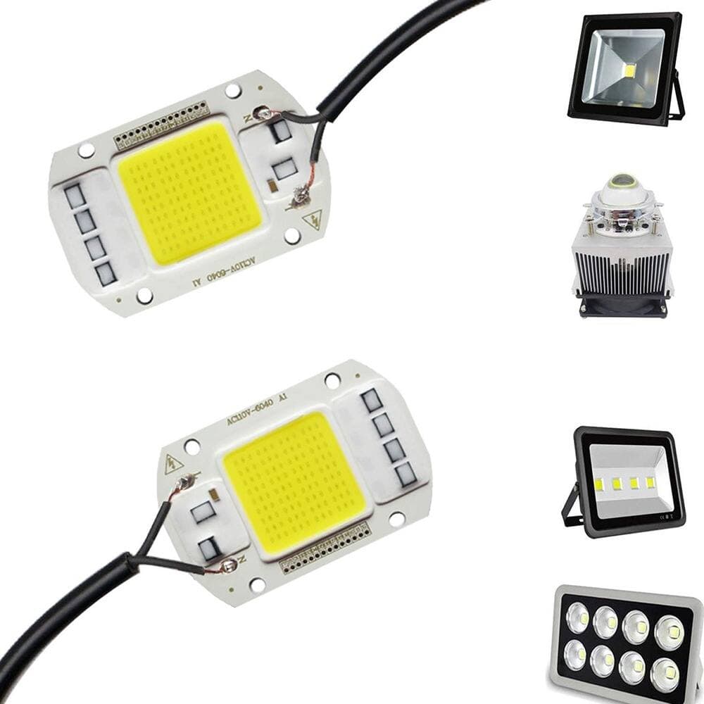 ACJPR - 2-Pack 50W LED COB Chip Floodlight, White, Integrated Smart IC Driver