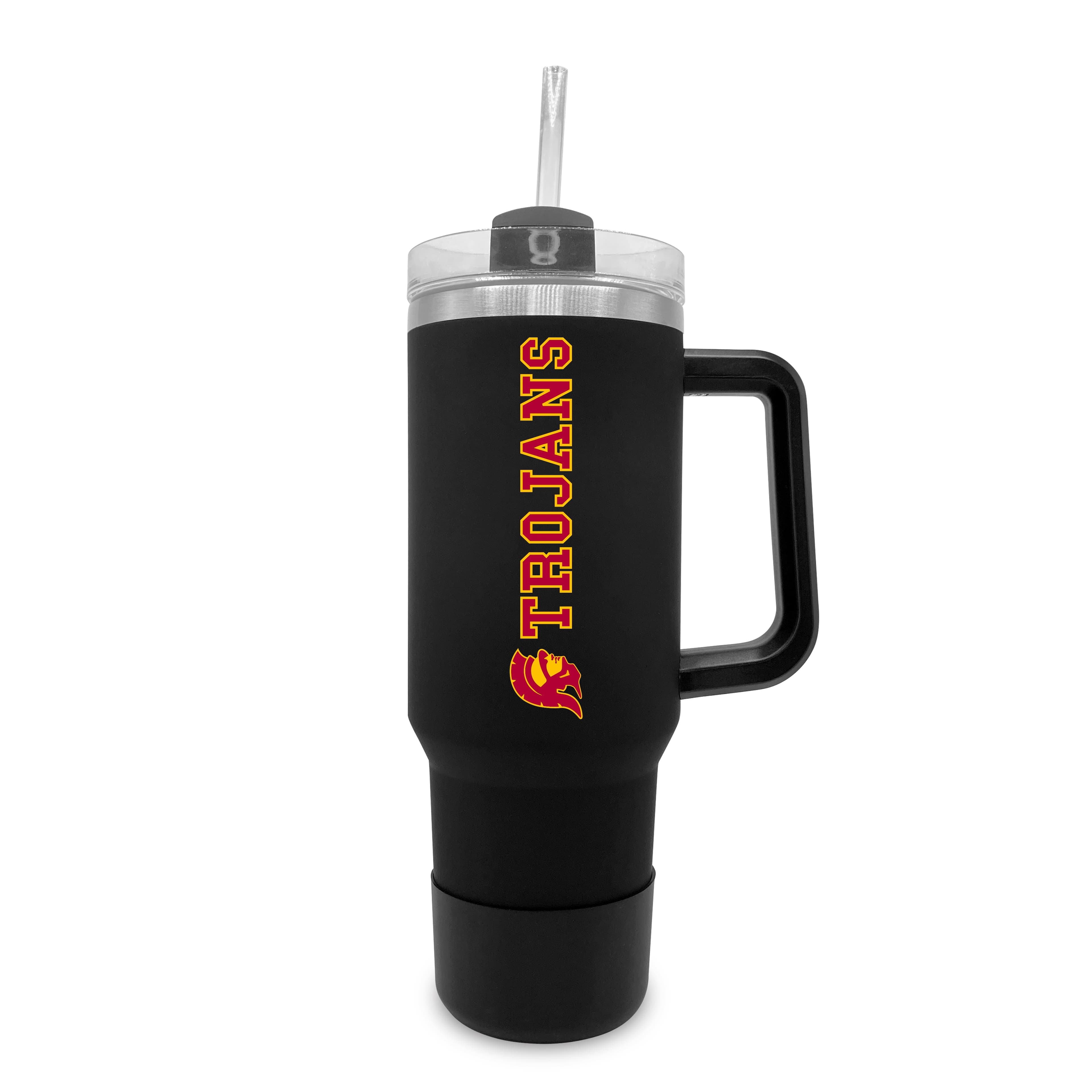 The Fanatic Group - USC Trojans 40oz. Stainless Tumbler with Handle & Removable Straw - Black