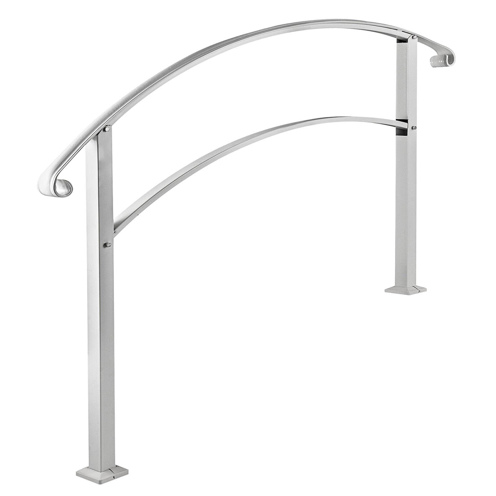 Glintex - Outdoor Handrail for 1-3 Steps Wrought Iron Stair Railing Flexible Front Porch Handrail,Concrete or Wooden Stairs - White