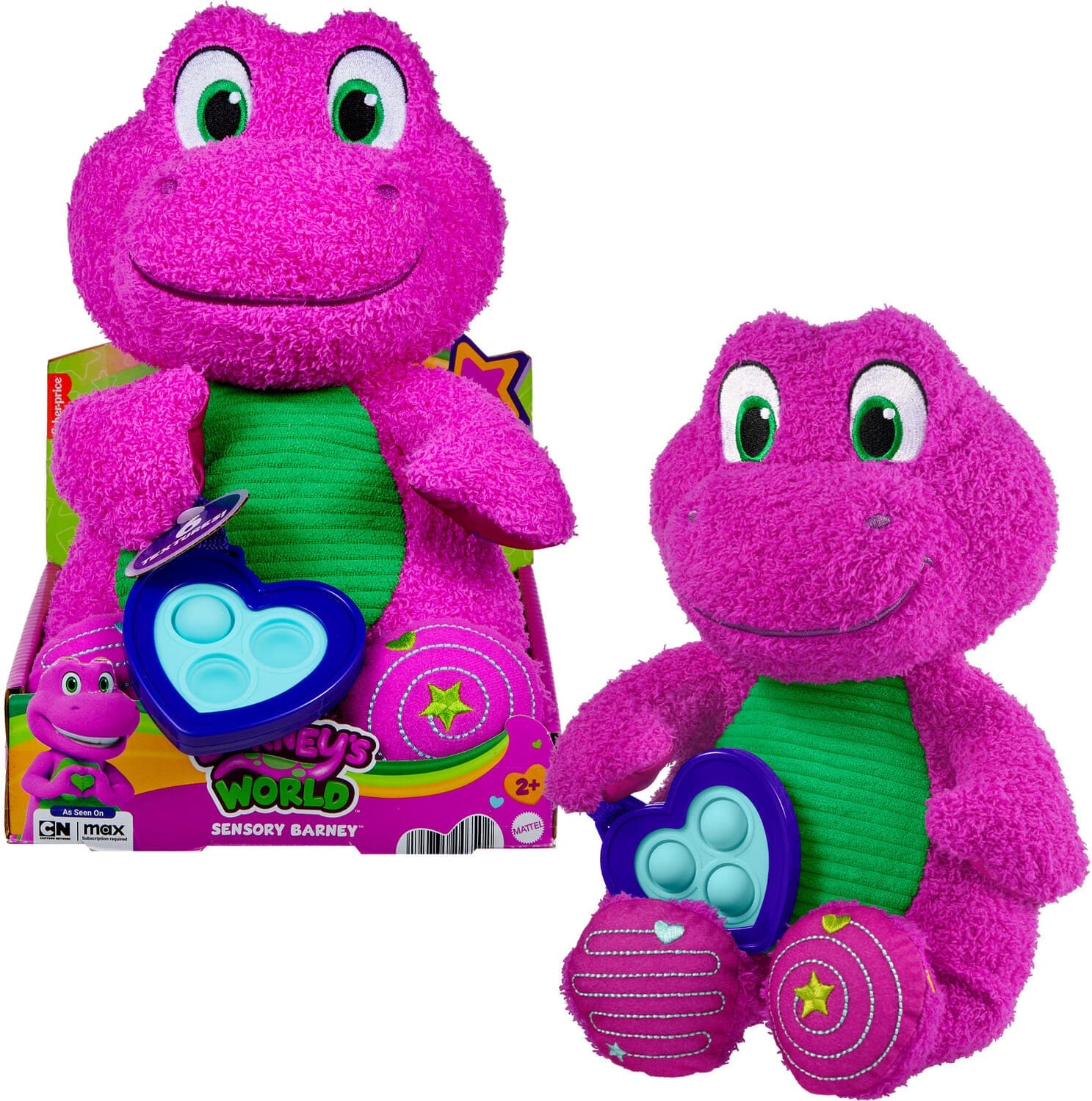 Fisher Price - Barney's World: Sensory Barney Plush Fidget Toy - COLLECTABLES - Multicolor
