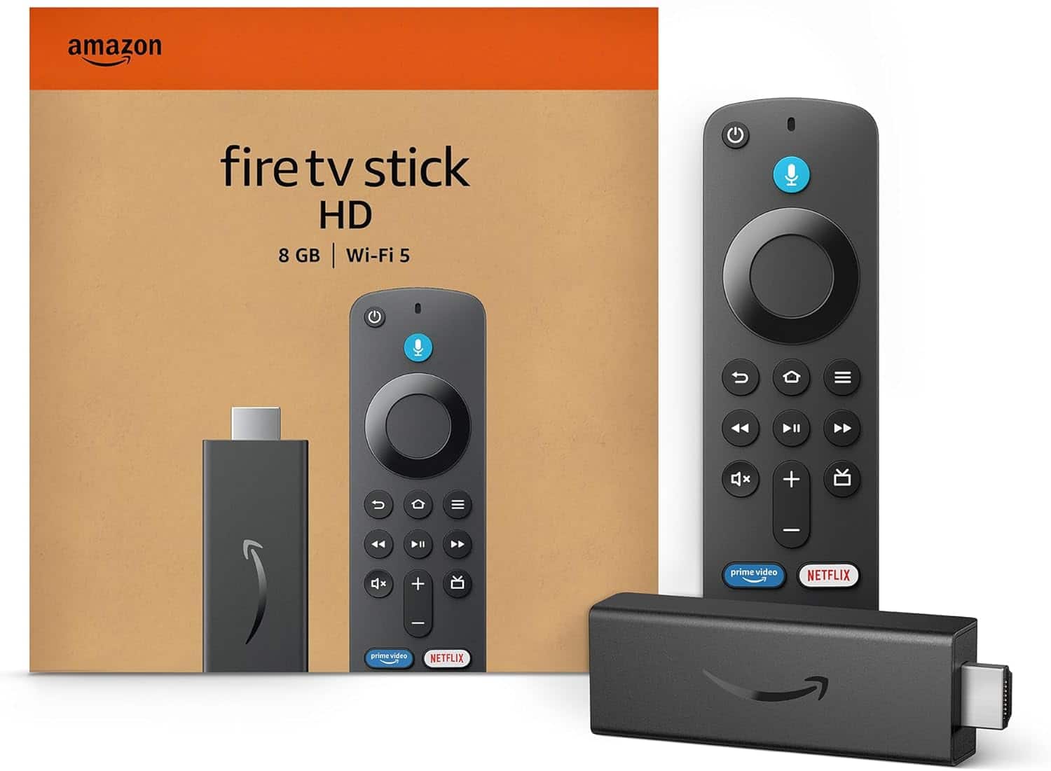 Amazon - Fire TV Stick HD, HD Streaming Device, free and live TV, Alexa Voice Remote, smart home controls, 8 GB storage (2024) - Black