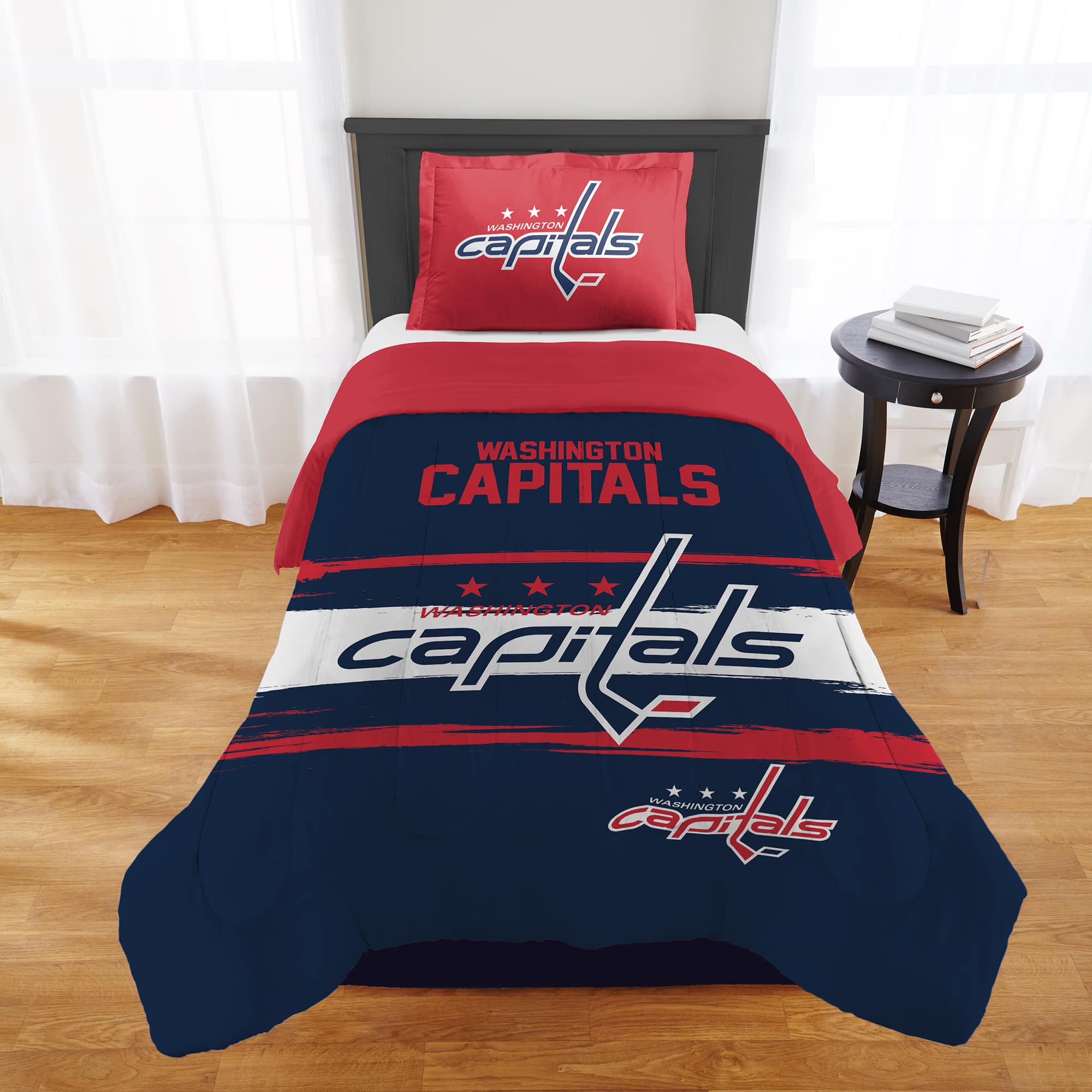 Sweet Home Collection - NHL Washington Capitals Comforter & Pillow Sham Set- Twin/Twin XL - Multicolored