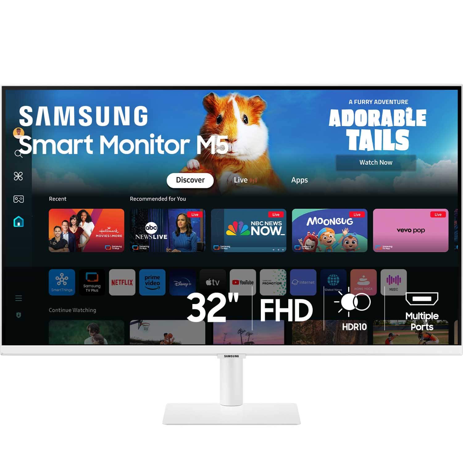 Samsung - M50D 32" LED FHD 60Hz 4ms Smart Monitor with HDR 10 (HDMI, USB) - White