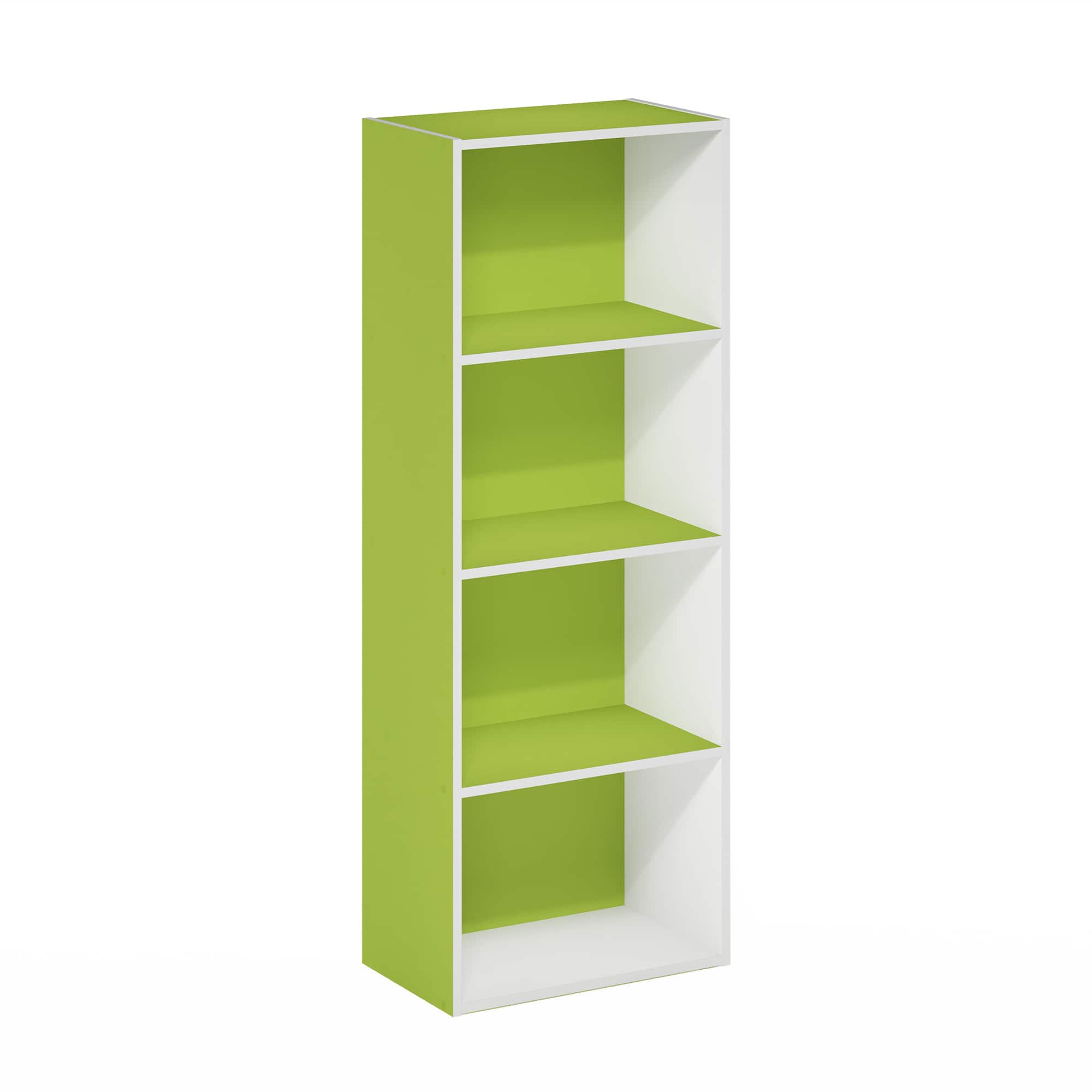 Furinno - Luder 4-Tier Shelf Bookcase with 1 Door Storage Cabinet - Blackwood