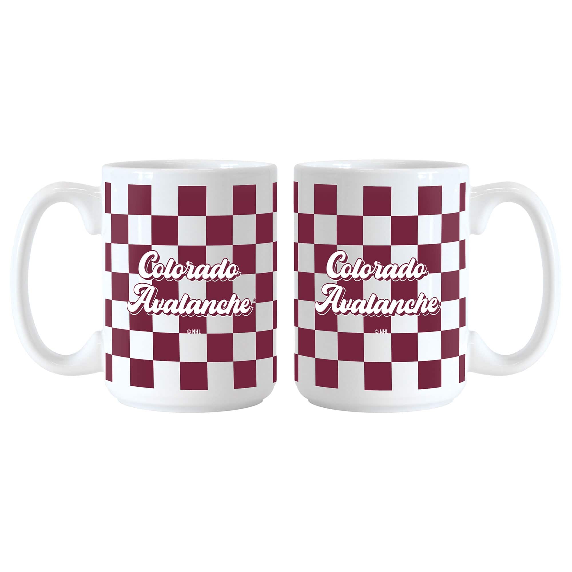 Logo Brands - Colorado Avalanche 2-Pack 15oz. Checkered Wordmark Mug Set - Multicolor