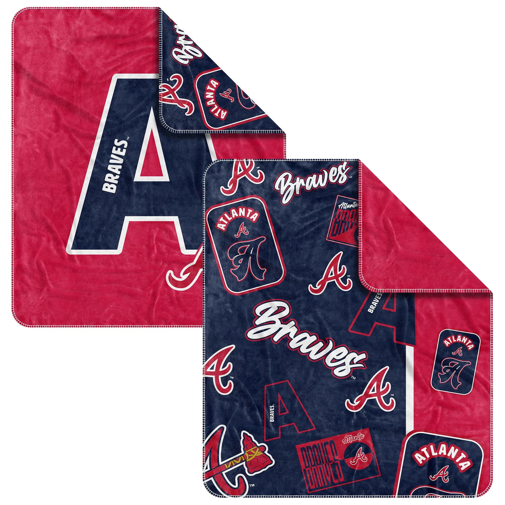 Logo Brands - Atlanta Braves 50" x 60" Dream Weave Throw Blanket - Navy