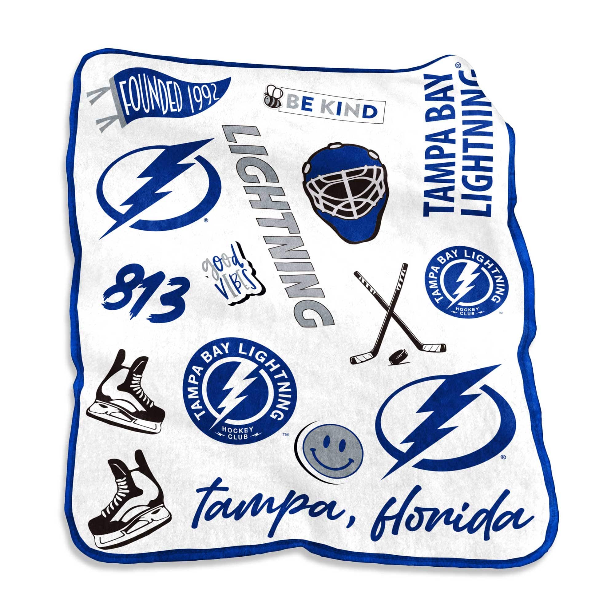 Logo Brands - Tampa Bay Lightning 50'' x 60'' Native Raschel Plush Throw Blanket - Multicolor