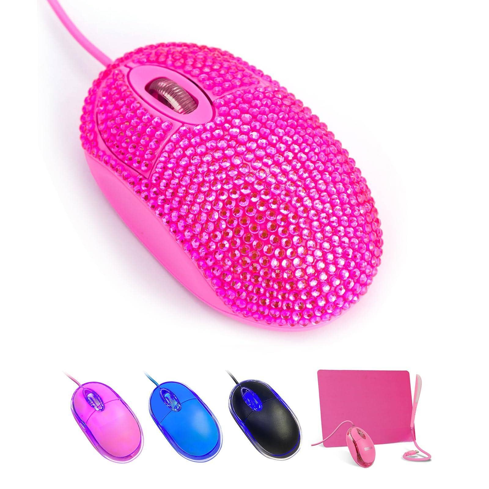 Cozy Serene - Wired Mouse-usb Mouse Optical Design 1.5m Usb Cable Plug & Play For Pc/laptop/desktop (black) - Wireless - Rhinestone pink-Wired mouse