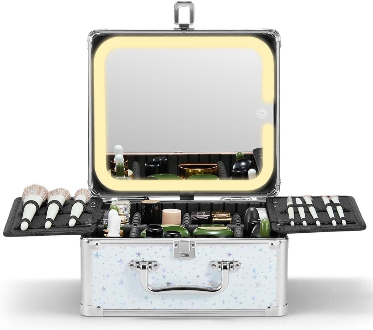 Stamp n Camp - Qislee Makeup Box with A Detachable Lighted Mirror, Waterproof Travel Train Case, Cosmetic Organizer and Makeup - Snow White