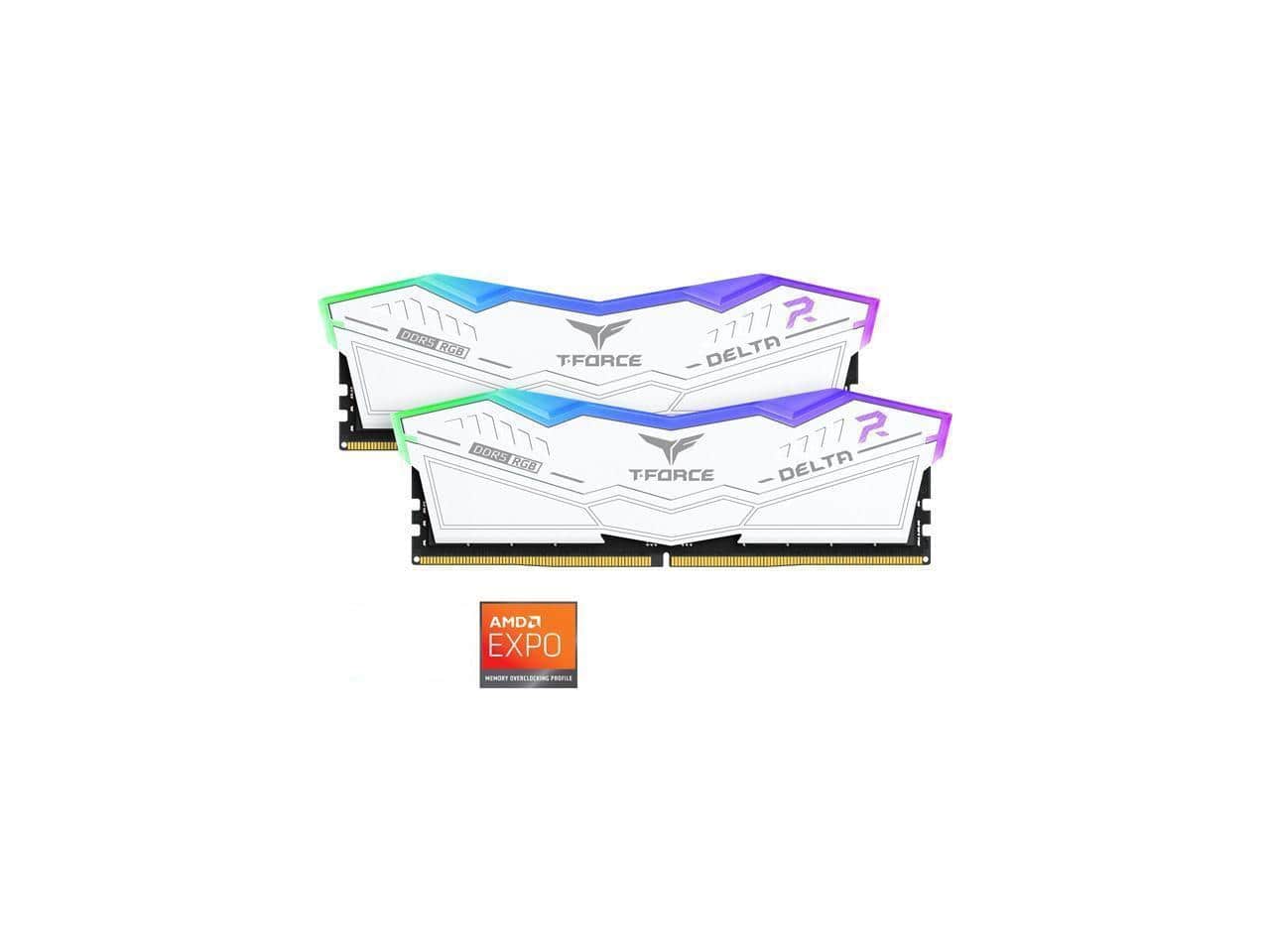 Team Group - Team T-Force Delta RGB 32GB (2 x 16GB) 288-Pin PC RAM DDR5 6000 (PC5 48000) Memoria de Escritorio Modelo FF4D532G6000HC38ADC01 - Blanco