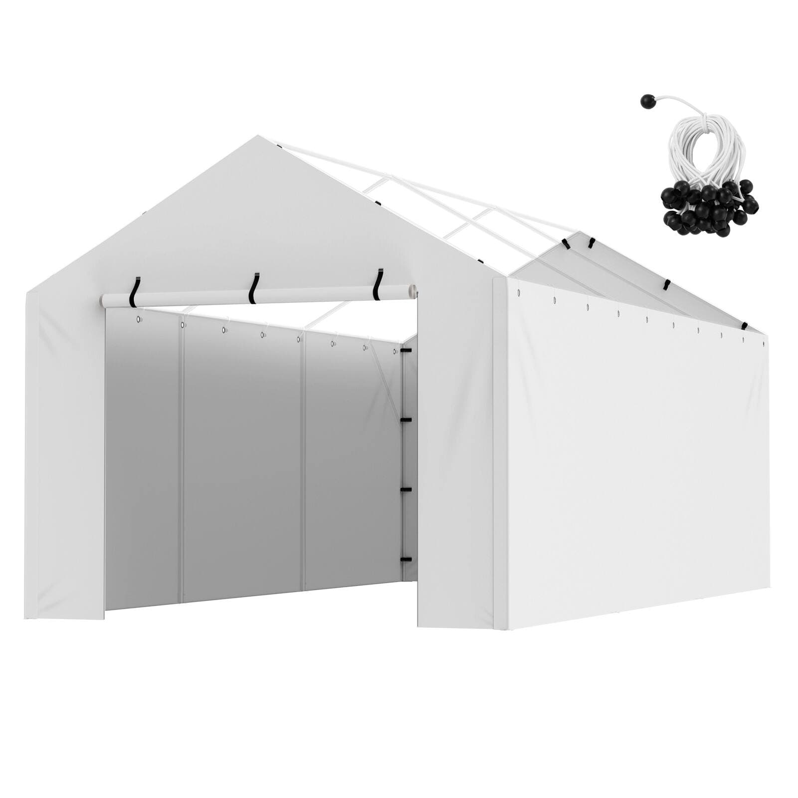 VEVOR - Carport Replacement Canopy Cover Side Wall 10 x 20 ft, Garage Tent Shelter Tarp Heavy-Duty Waterproof & UV Protected - White
