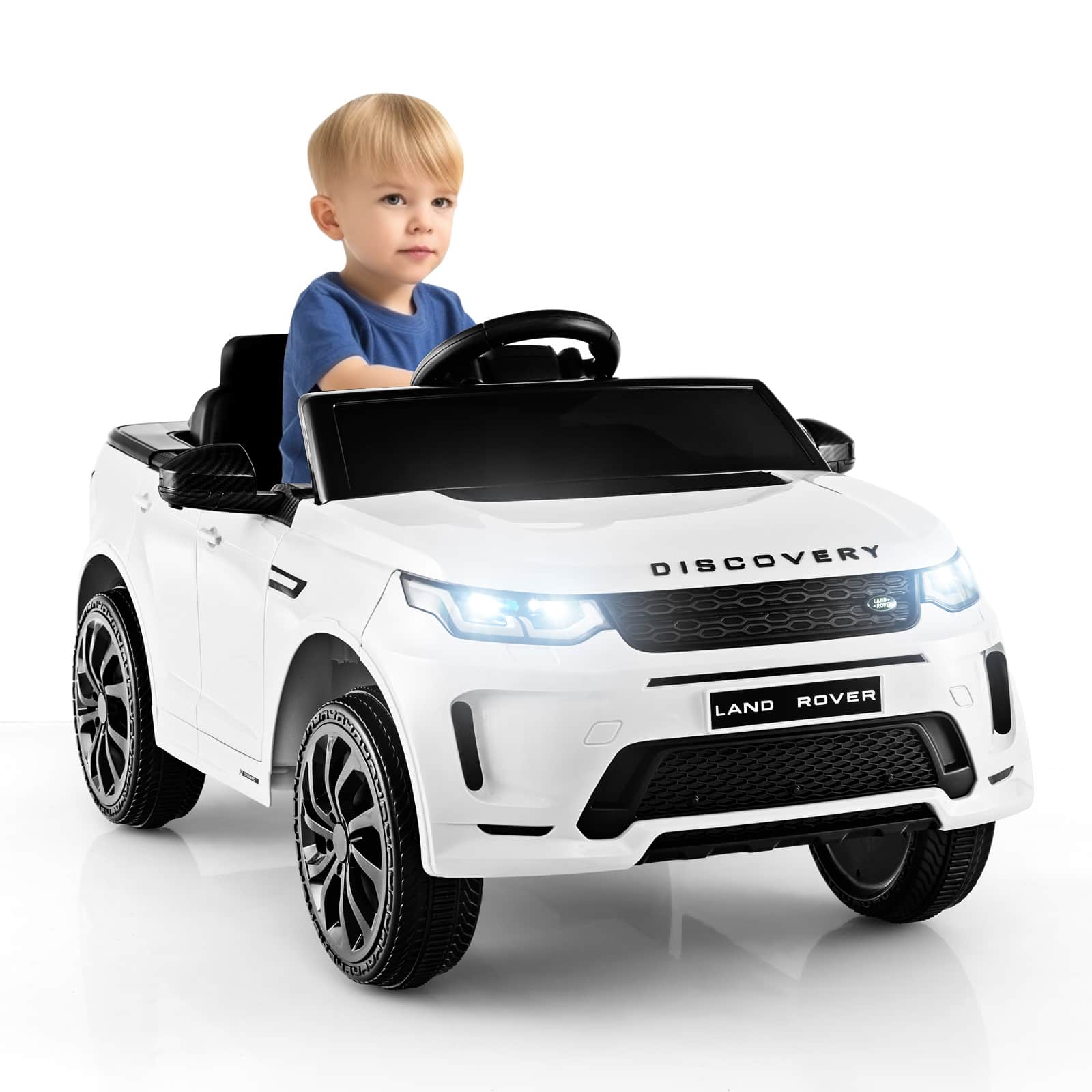 Costway - 12V Kids Ride On Car Licensed Land Rover Electric Vehicle w/ Remote Control - White