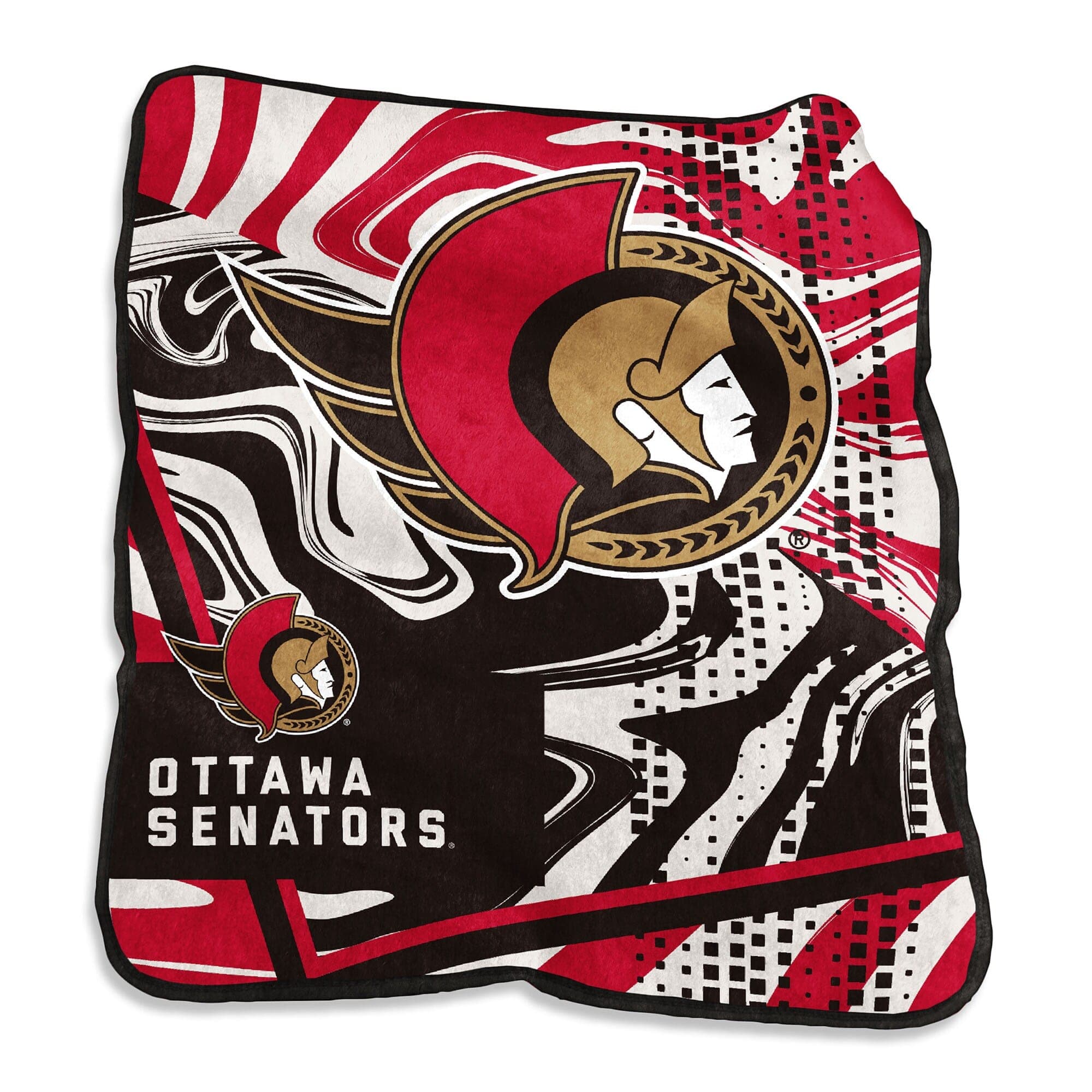 Logo Brands - Ottawa Senators 50" x 60" Swirl Raschel Throw Blanket - Multicolor