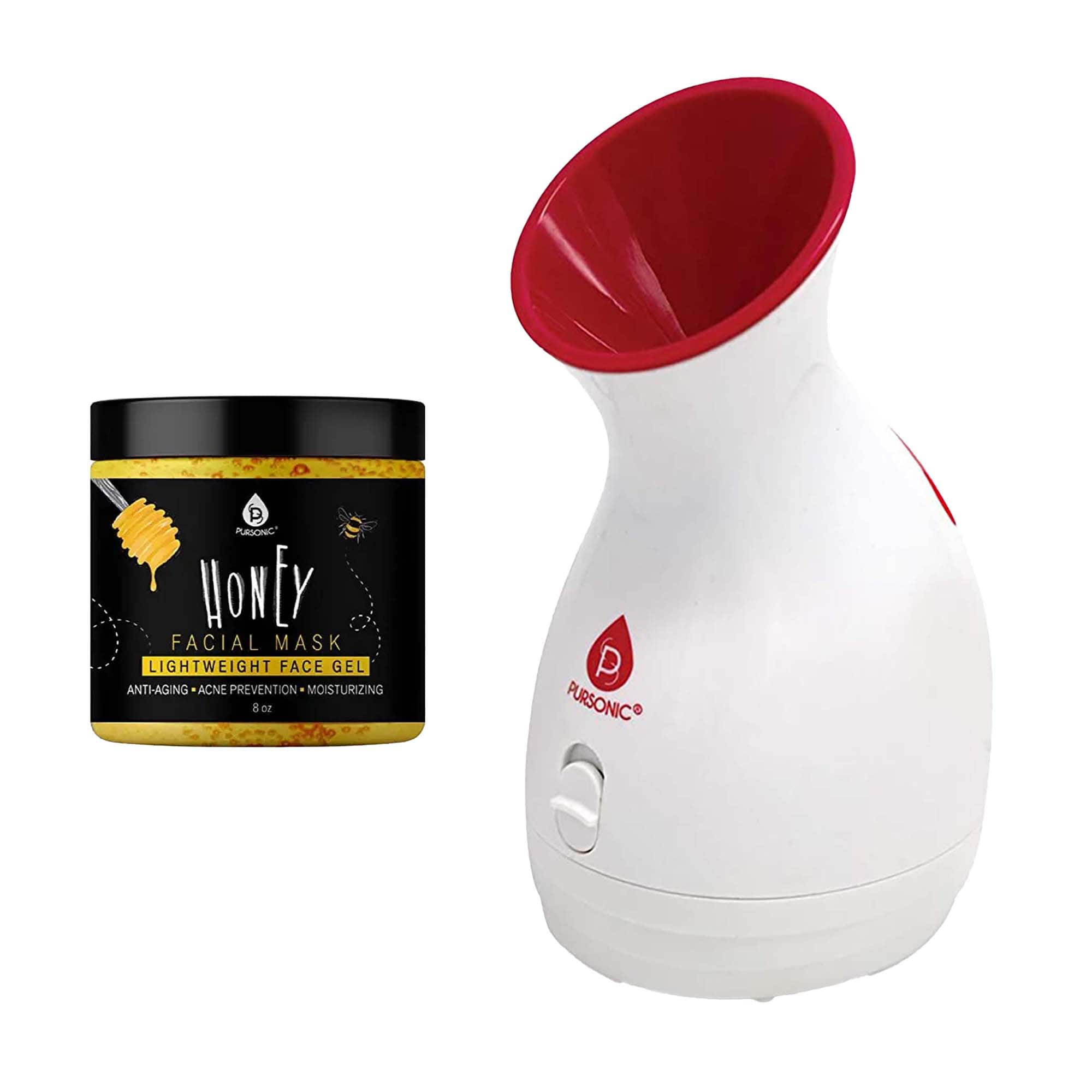 Pursonic - Spa-Glow Facial Bundle: Facial Steamer Hot Mist Spa + Honey Facial Mask - Multicolor