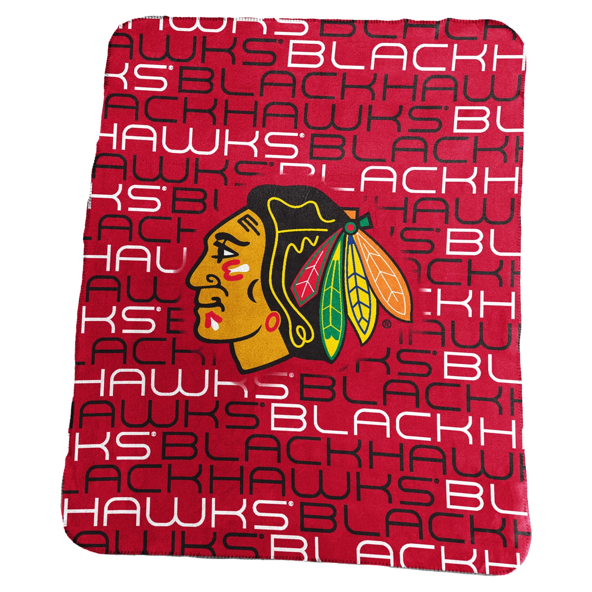 Logo Brands - Chicago Blackhawks 50'' x 60'' Classic Repeat Fleece Blanket - Multicolor