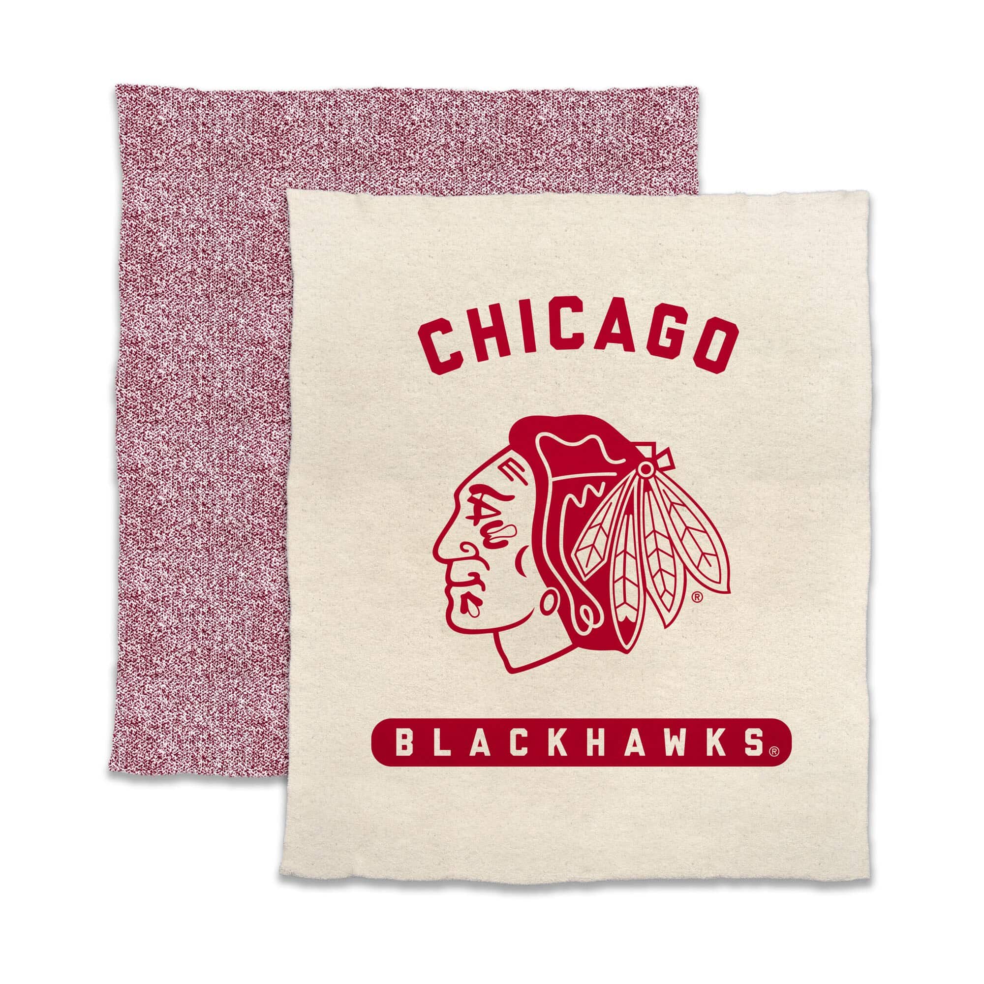Logo Brands - Chicago Blackhawks 50- x 60- Luxe Dreams Throw Blanket - Oatmeal