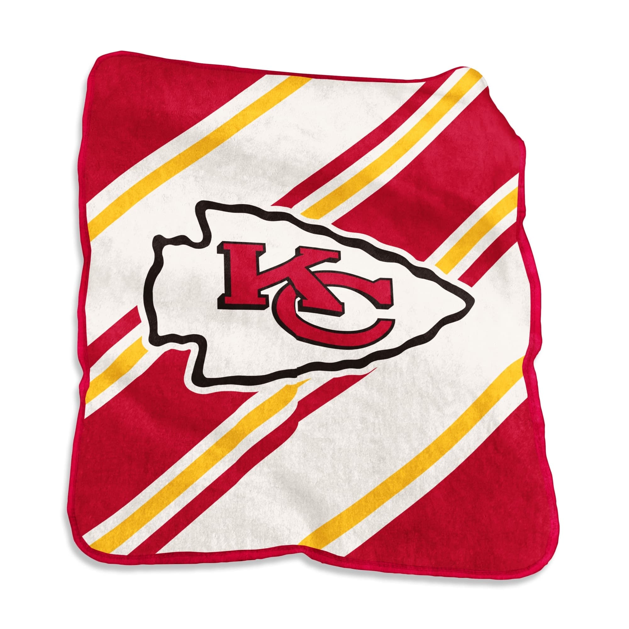 Logo Brands - Kansas City Chiefs 50" x 60" Raschel Stripe Throw Blanket - Multicolor