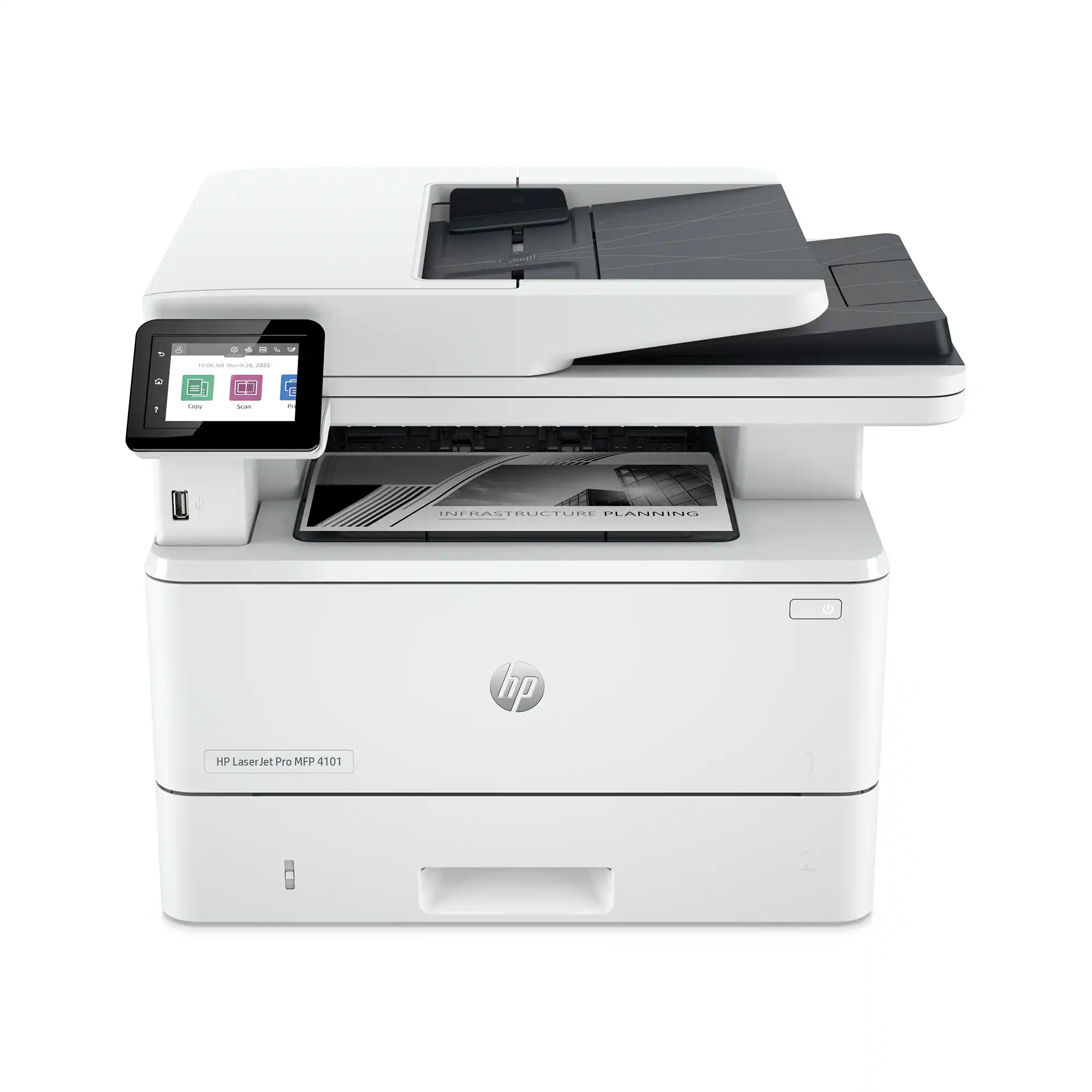 HP - LaserJet Pro MFP 4101fdw AI-Enabled Black-and- All-in-One Laser Printer - White