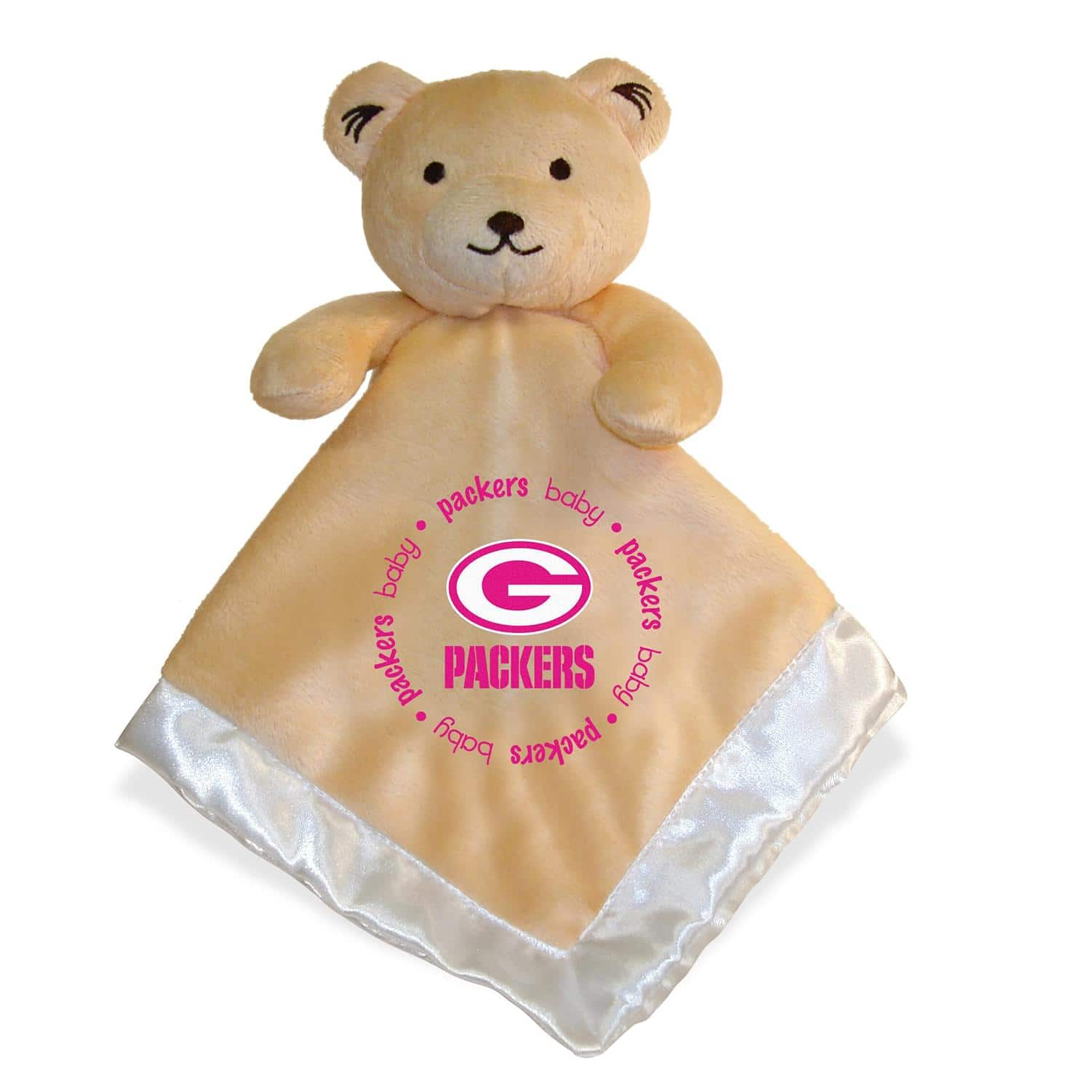 MasterPieces - Green Bay Packers NFL Plush Teddy Bear Baby Blanket - Pink