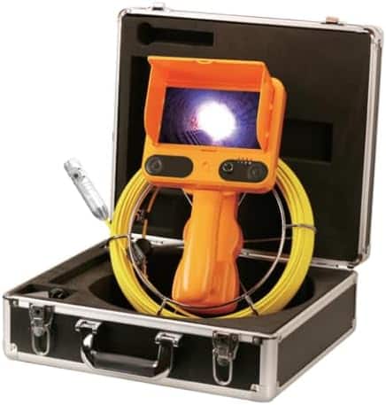Aukfa - Sewer Camera with 360° Dual-Camera - 7" HD Screen, IP68, 6 LED Lights, 100FT 6MM Cable, 16GB