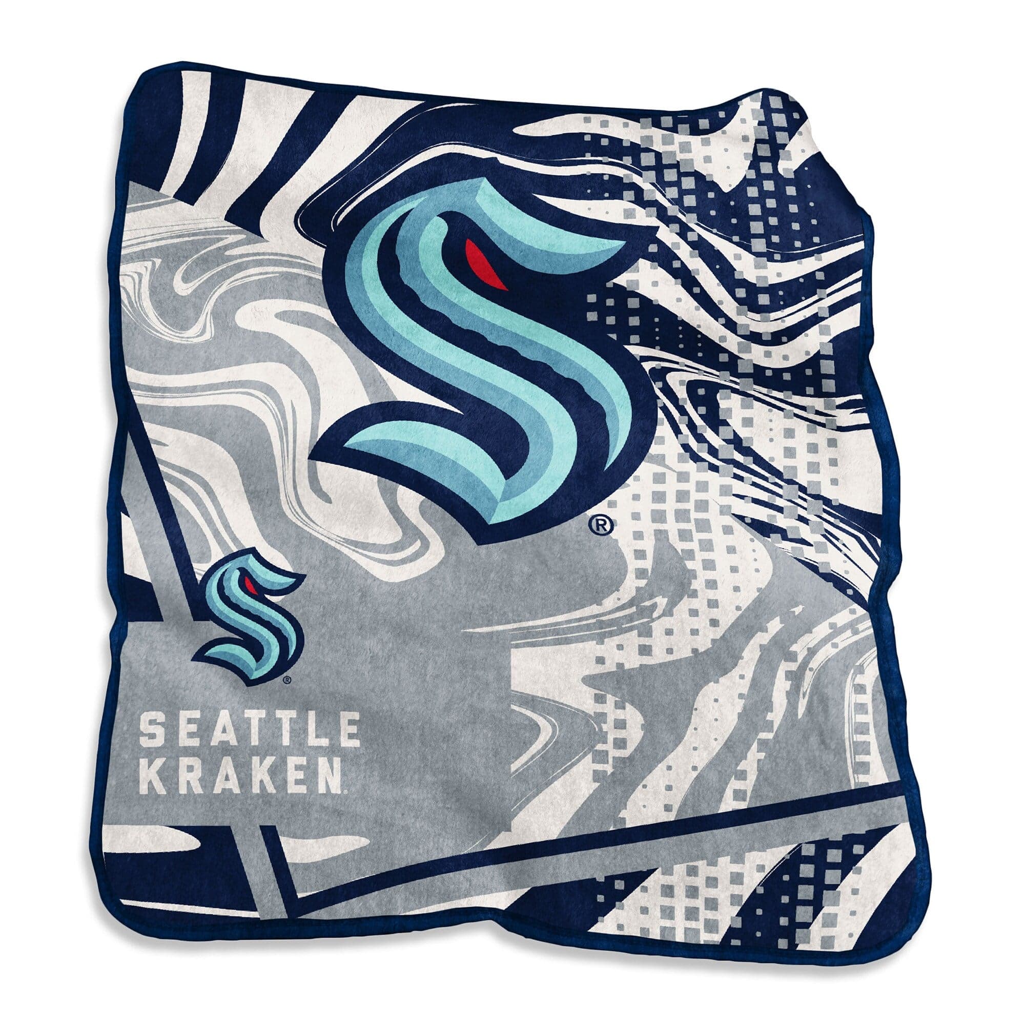 Logo Brands - Seattle Kraken 50" x 60" Swirl Raschel Throw Blanket - Multicolor