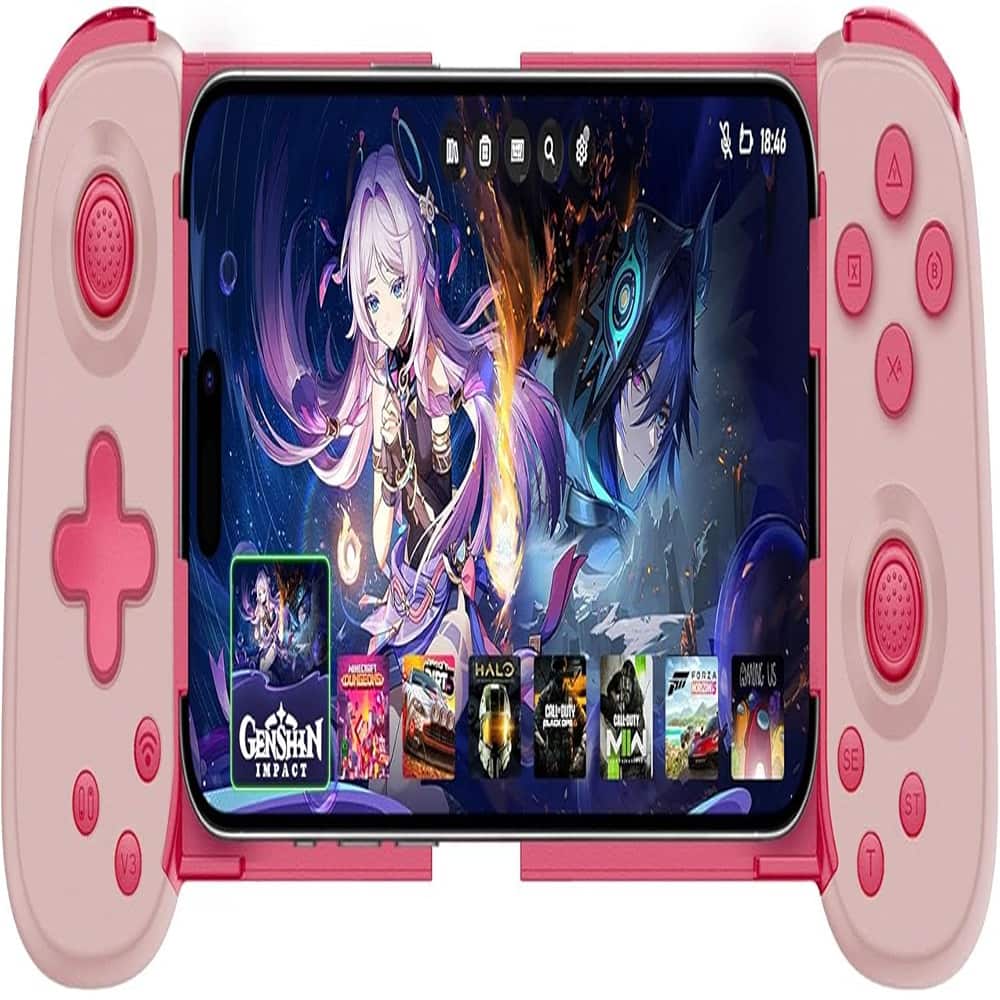 ACJPR - Wireless Phone Controller for iPhone/Android, Hall Joystick, Pink - Pink | D6