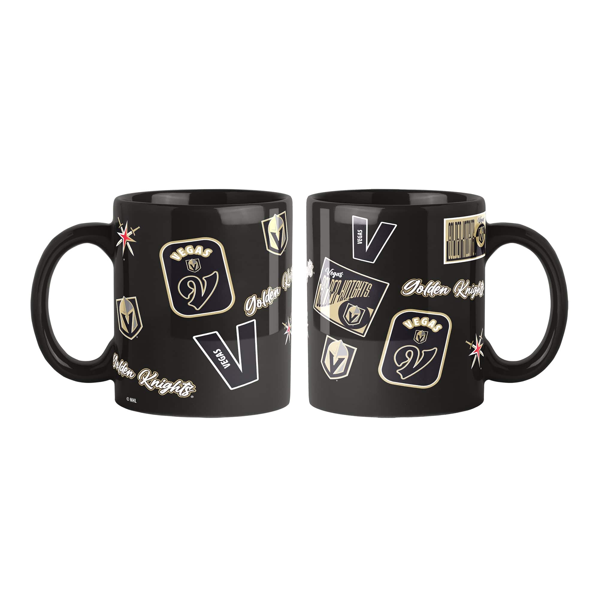 Logo Brands - Vegas Golden Knights 2-Pack 15oz. Color Mug Set - Black